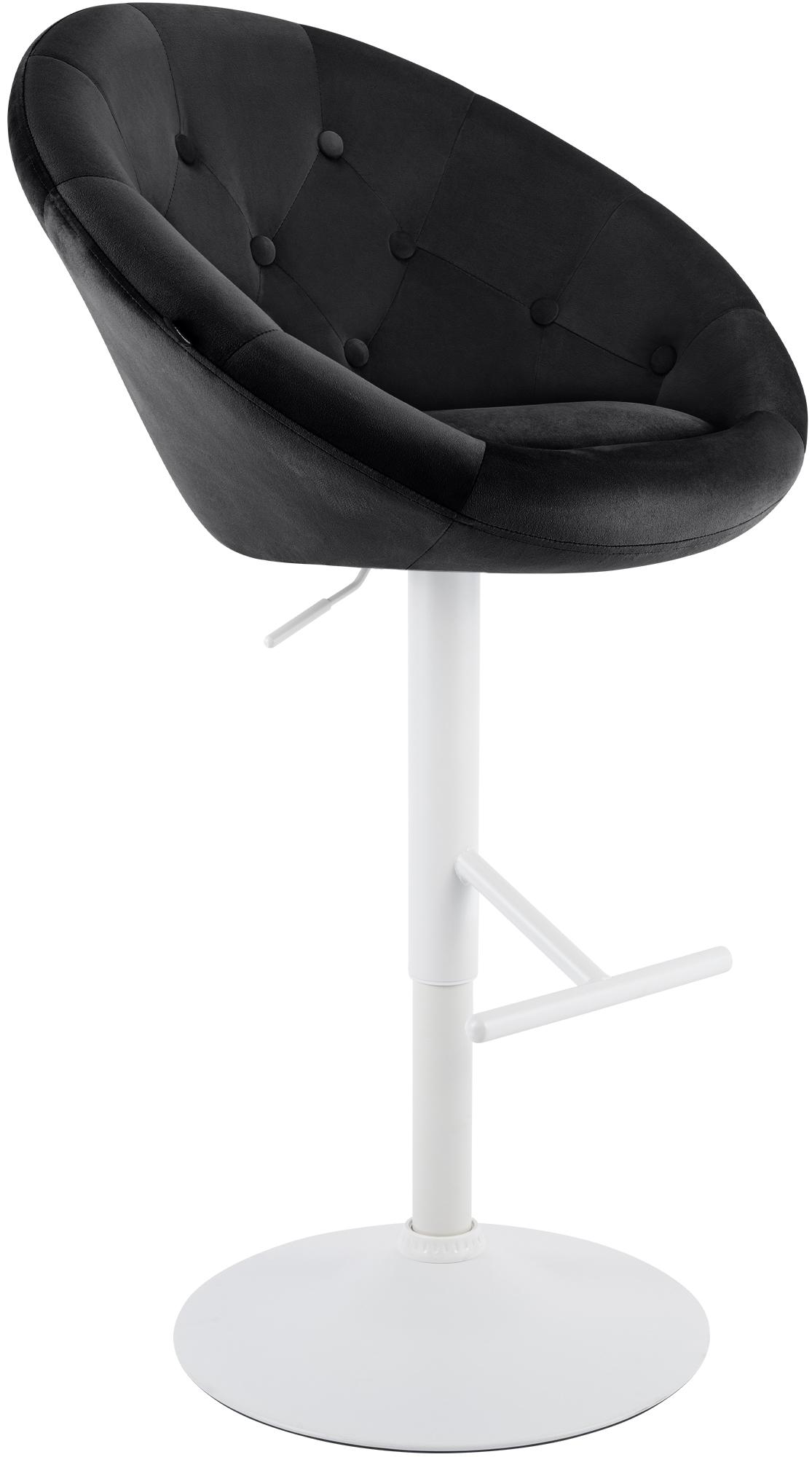 Barhocker London Samt weiß, schwarz