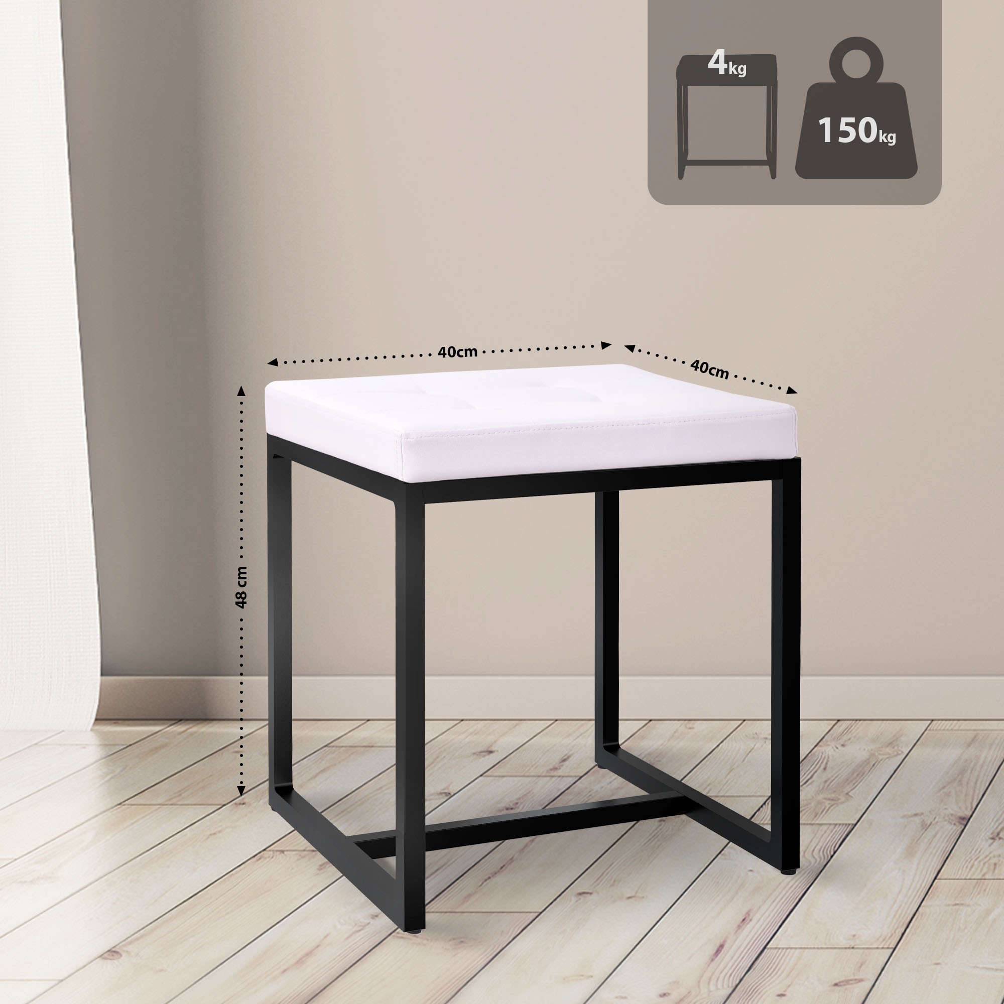 Sitzhocker Barci B Kunstleder, weiß