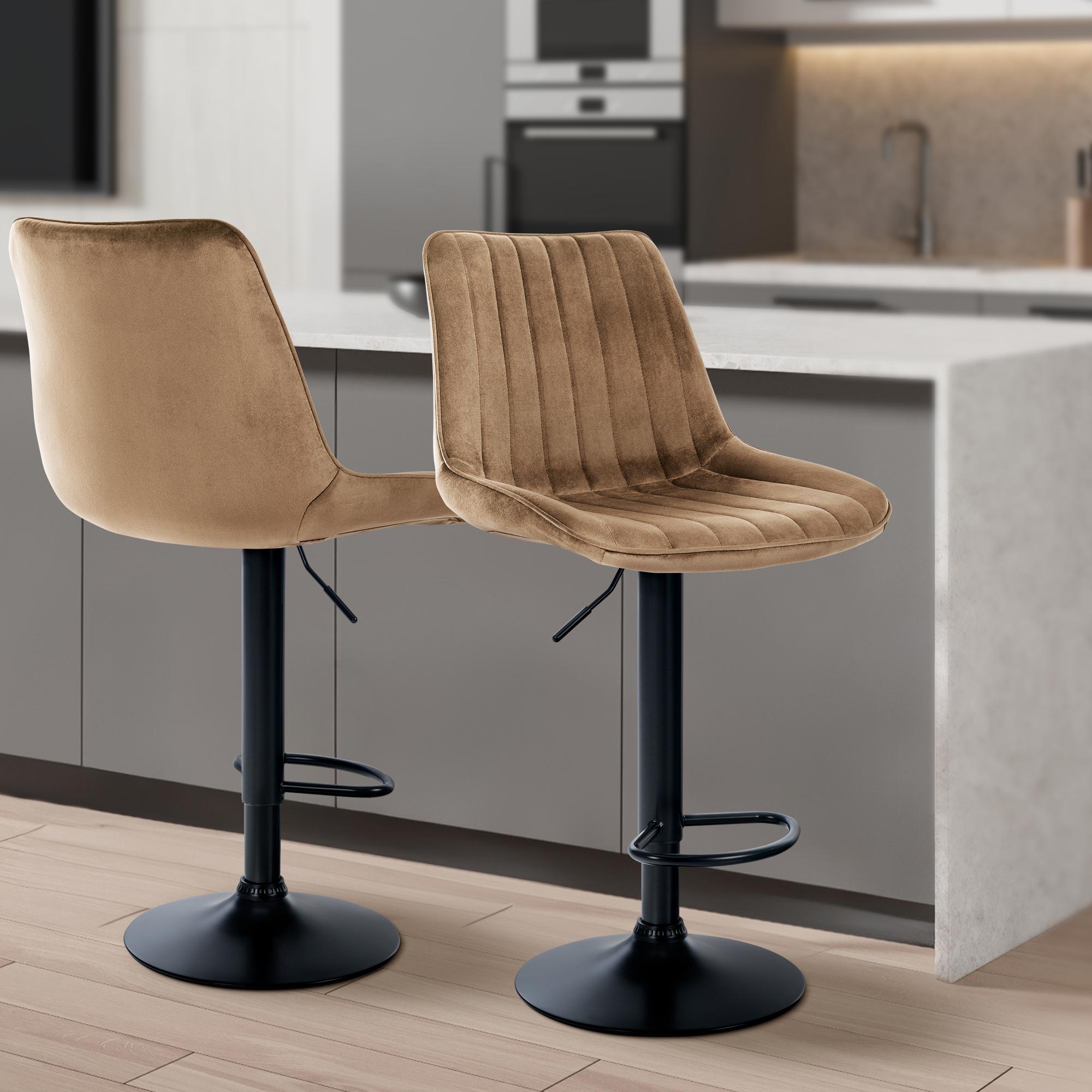 Barhocker Toni Samt schwarz, braun