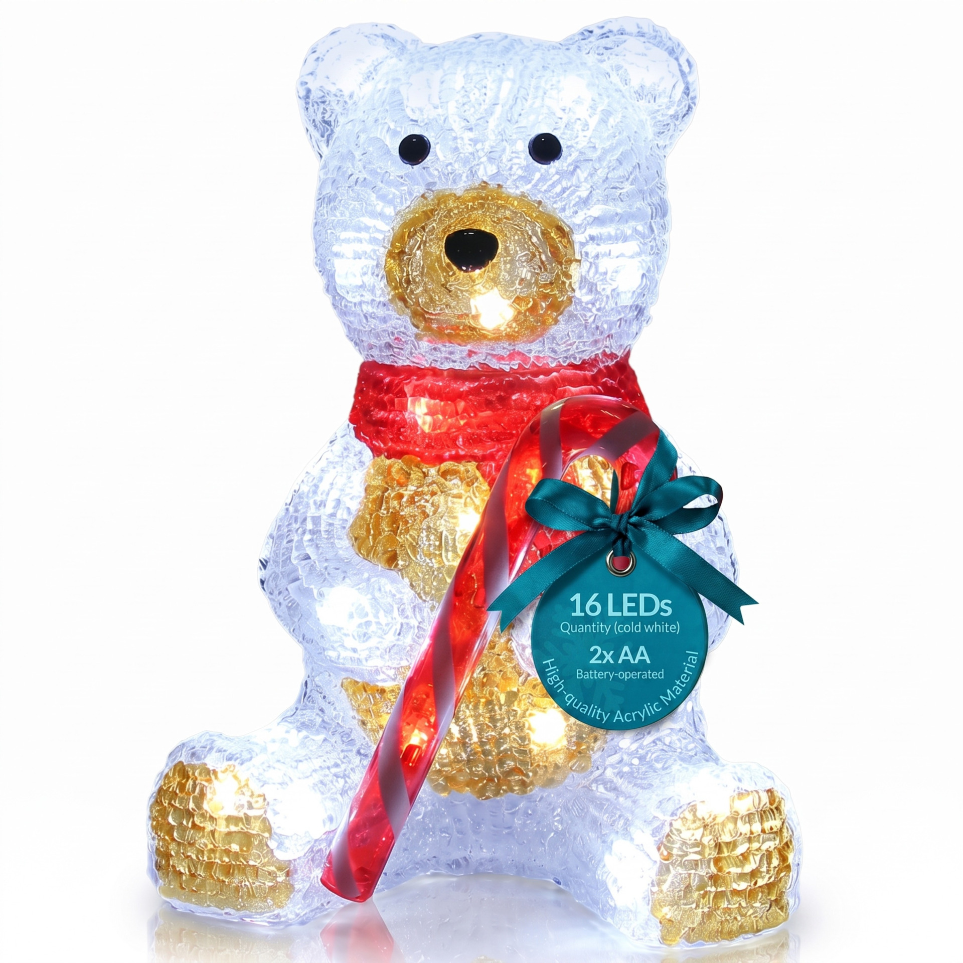 LED Acryl Figur Weihnachten Teddy sitzend