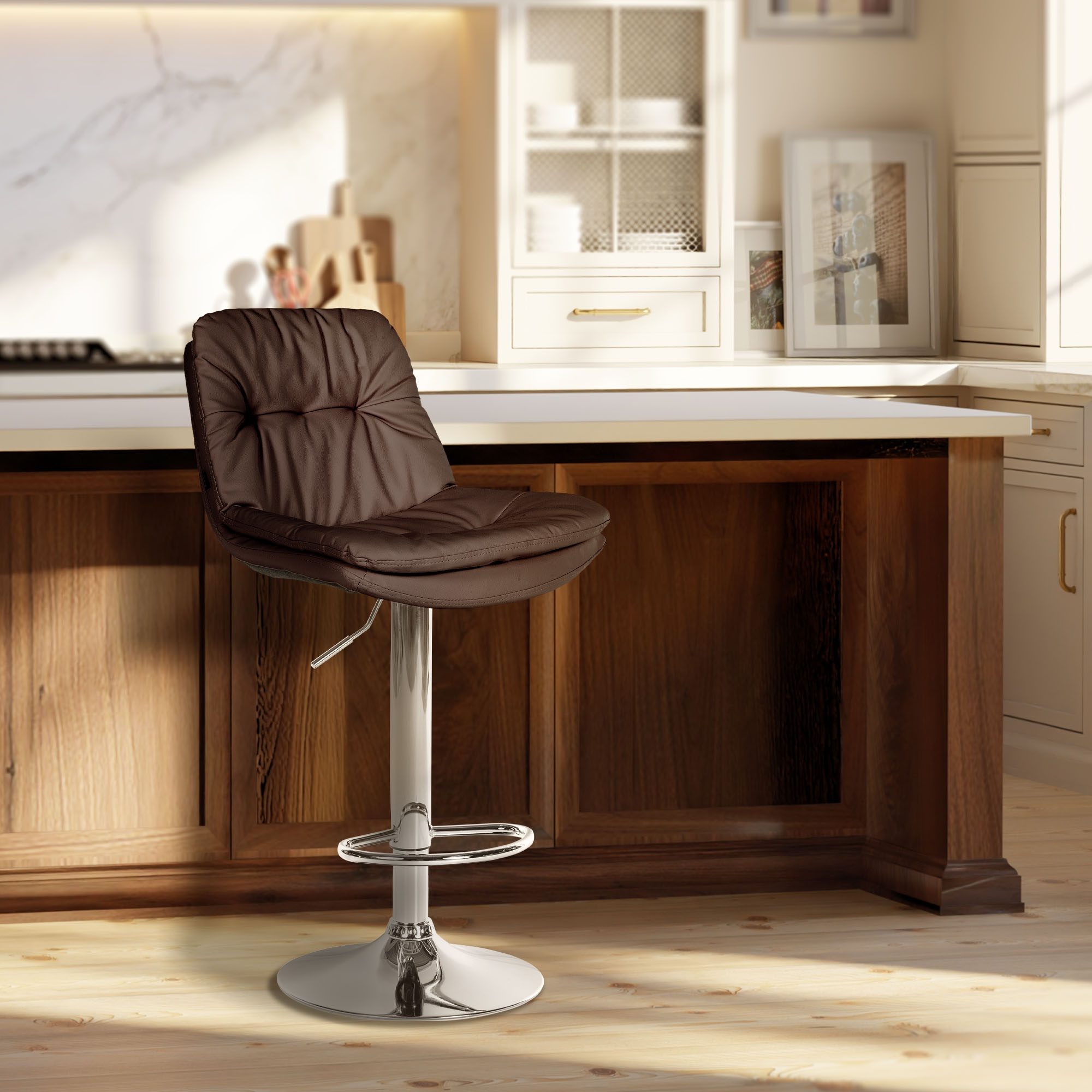 Barhocker Laurel Kunstleder chrom, braun