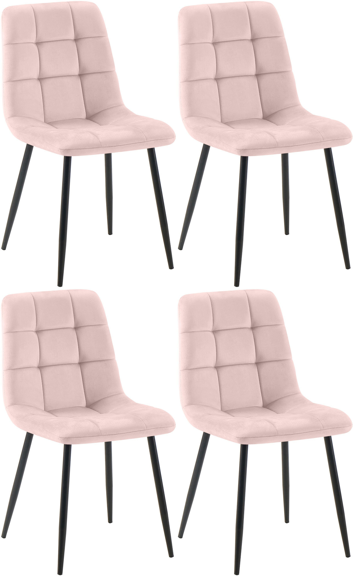 4er Set Esszimmerstuhl Tilde Samt, pink