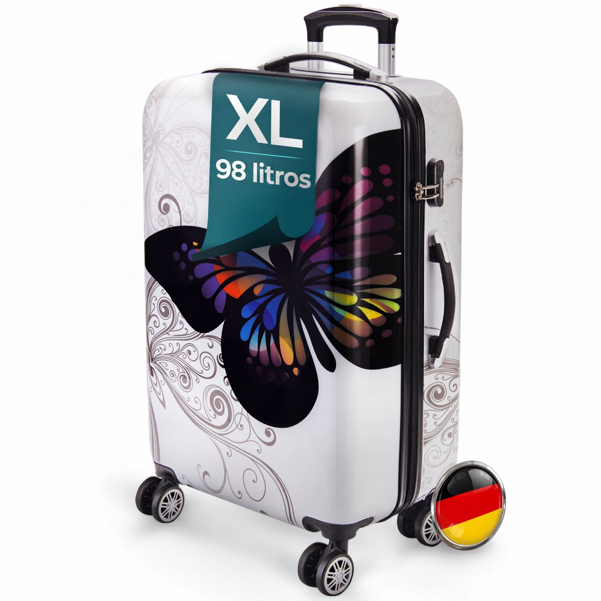 Hartschalenkoffer Rollen 360º Reisekoffer Butterfly Polycarbonat 98L