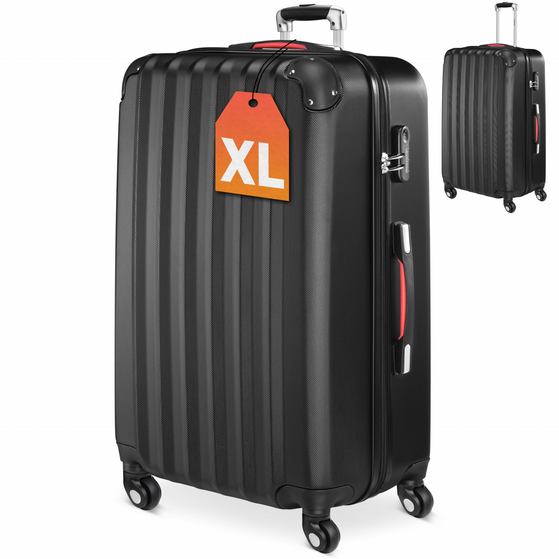 Hartschalenkoffer XL Rollen 360º Reisekoffer 90L Schwarz ABS