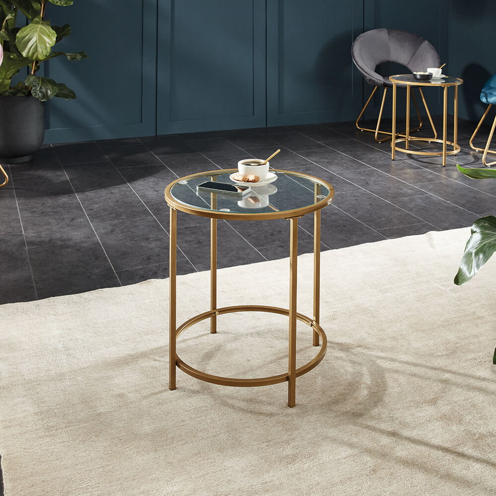 Beistelltisch Glas MASEI - 50 x 50 cm Gold