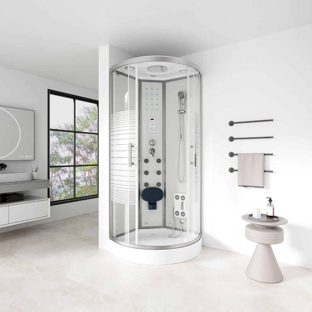 Duschkabine mit Wasserfall und Rückenmassage WHITE PEARL - 90 x 90 cm