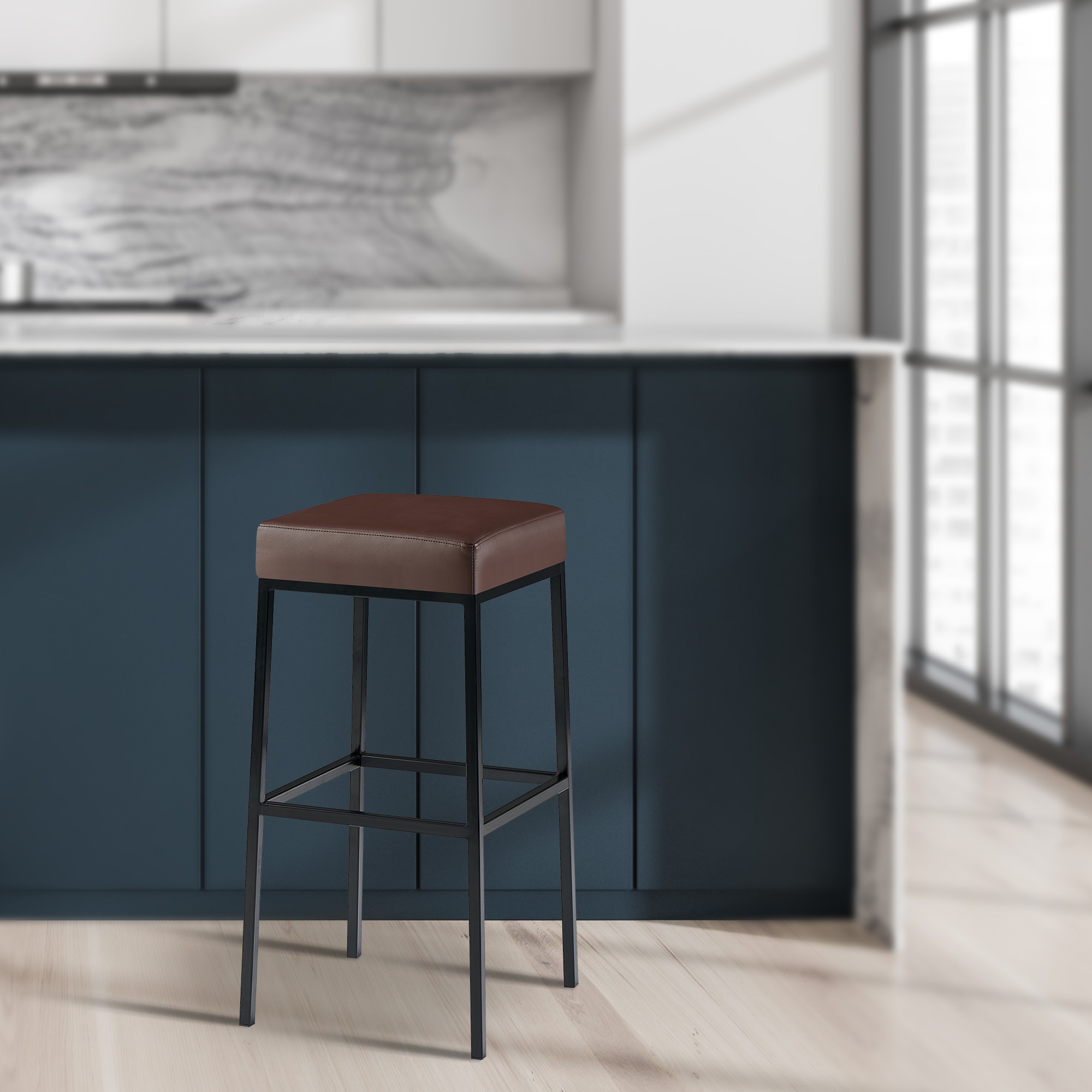 2er Set Barhocker Montreal 80 Kunstleder schwarz, braun
