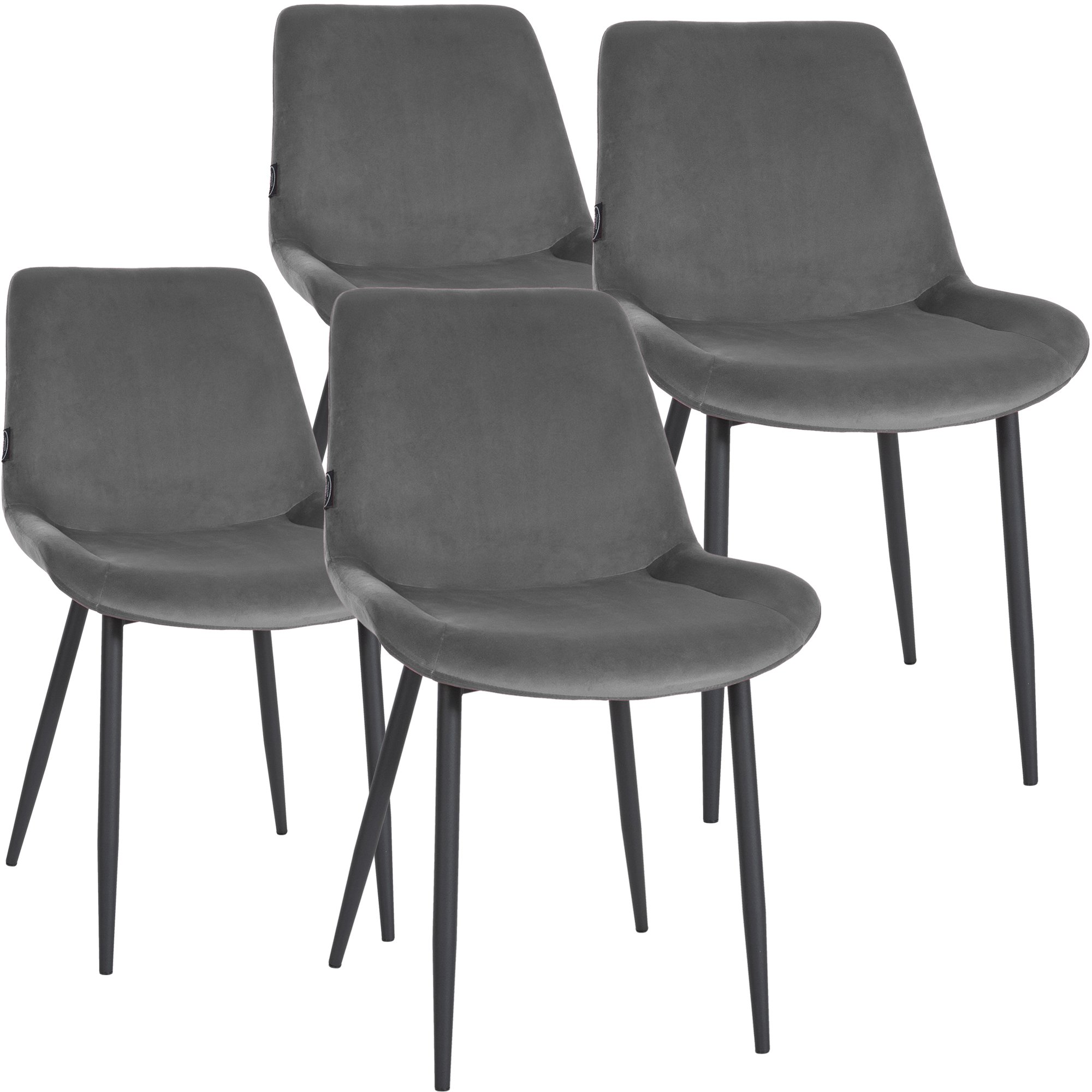 4er Set Esszimmerstühle Victoria Samt, grau
