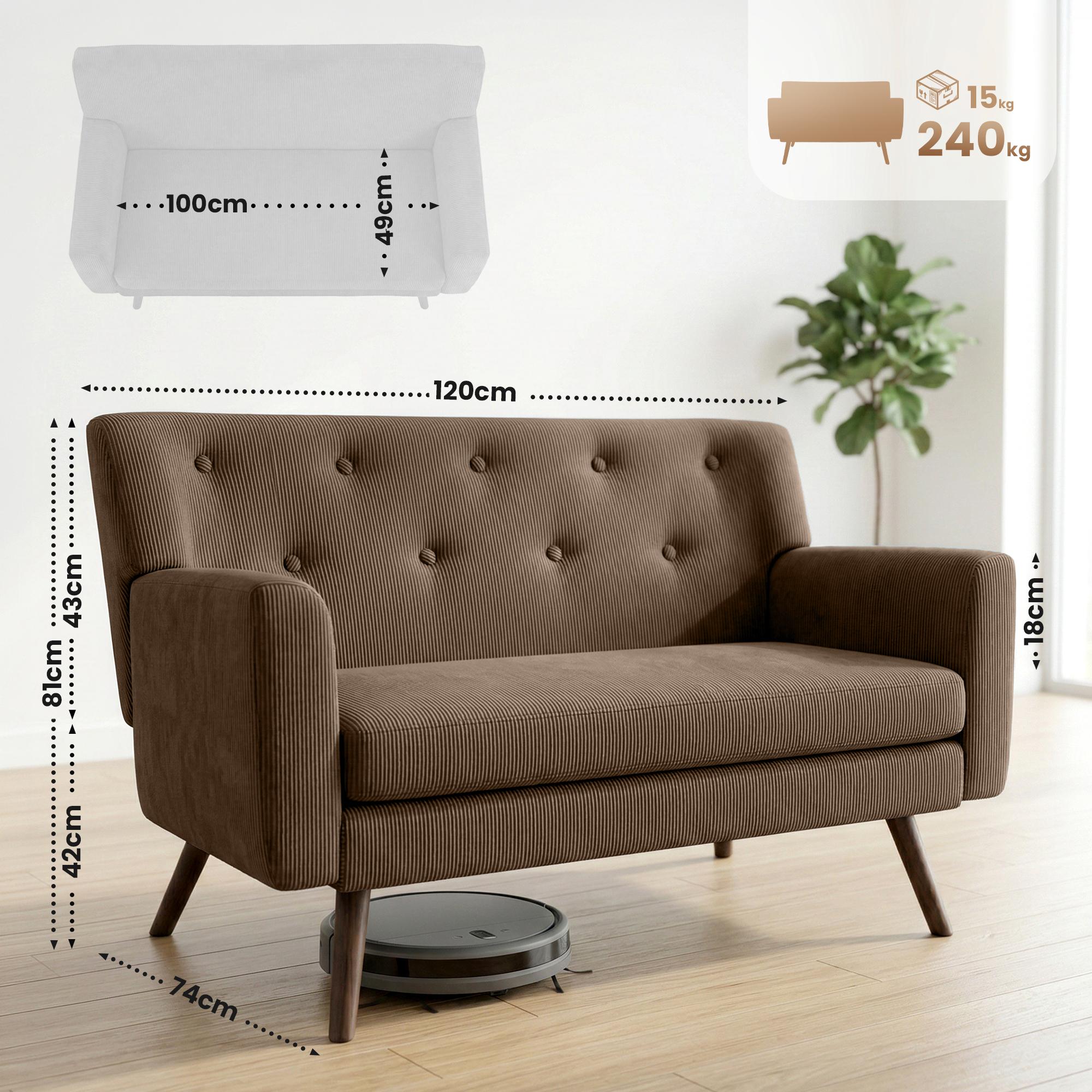 Sofa Kioni Cord, dunkelbraun