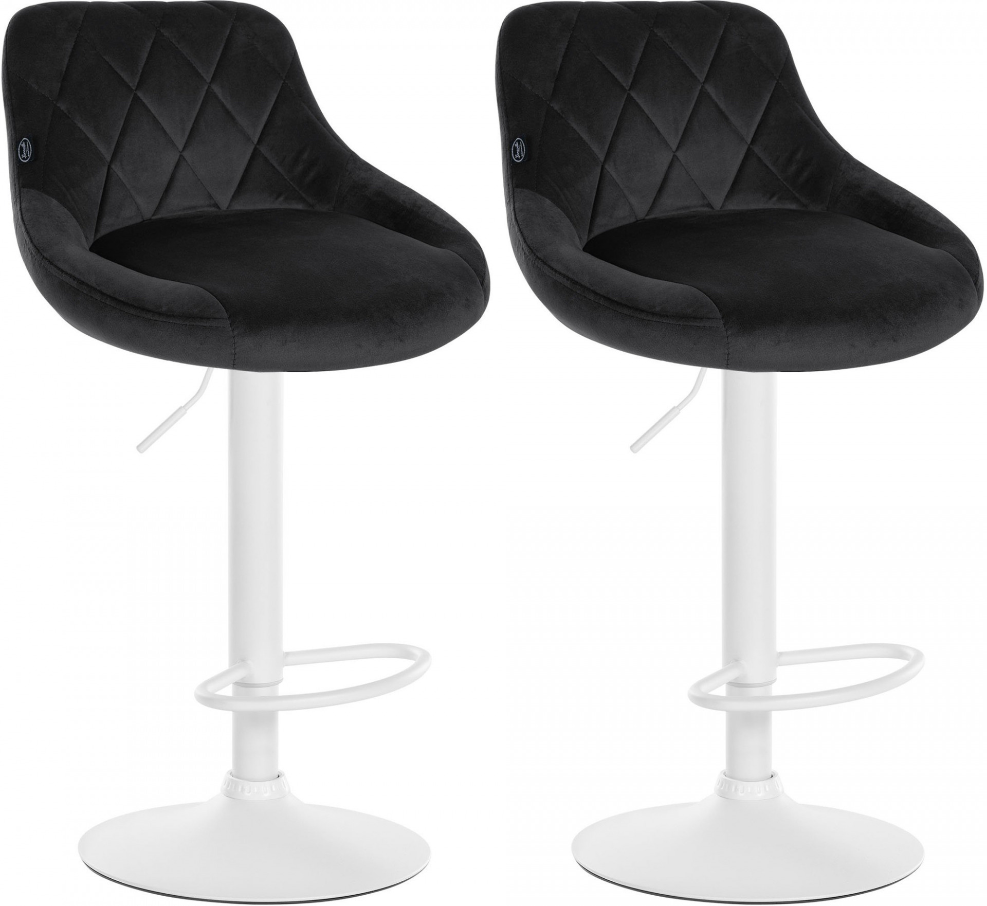 2er Set Barhocker Lazio Samt weiß, schwarz