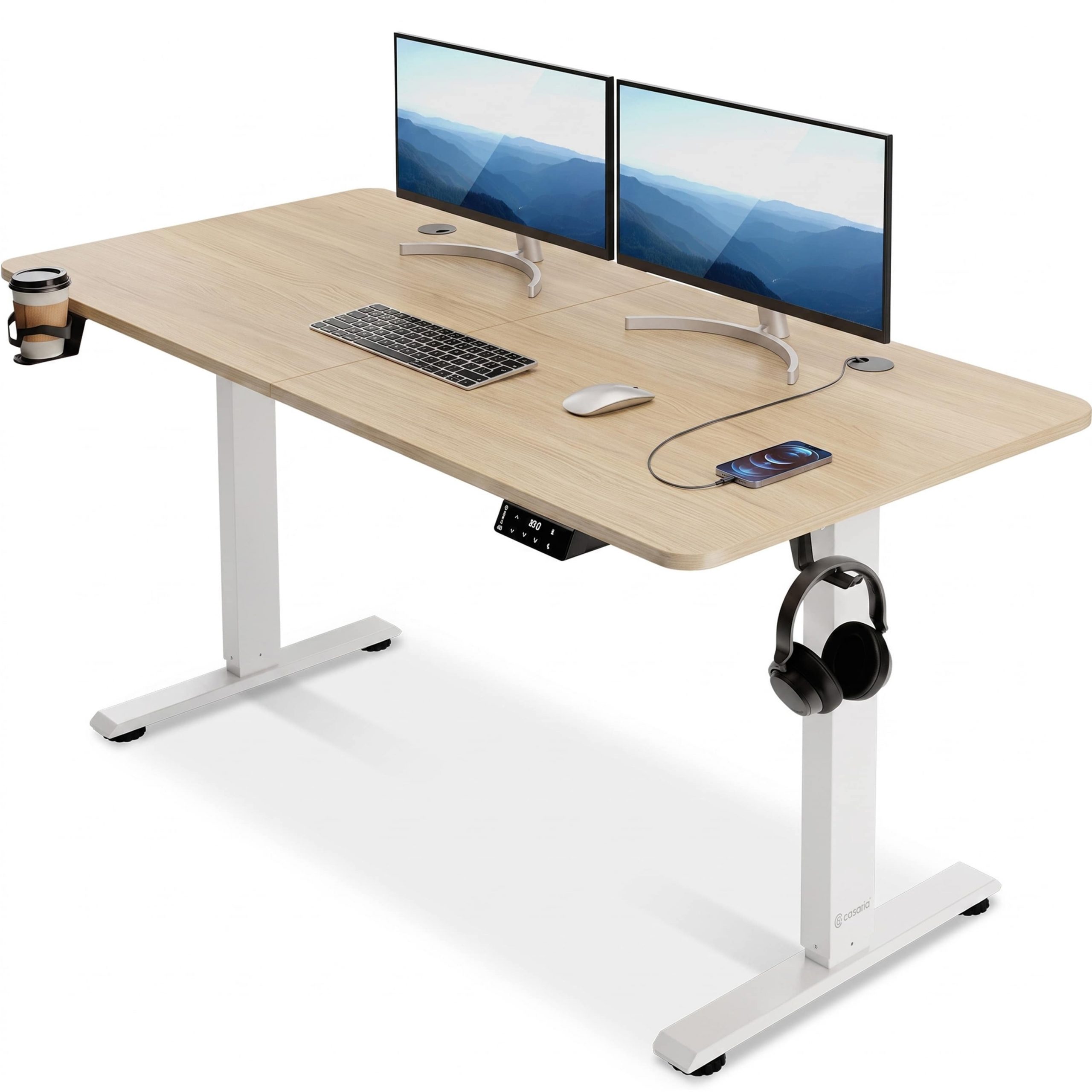 Höhenverstellbarer Schreibtisch Beige 140x60x73-118cm