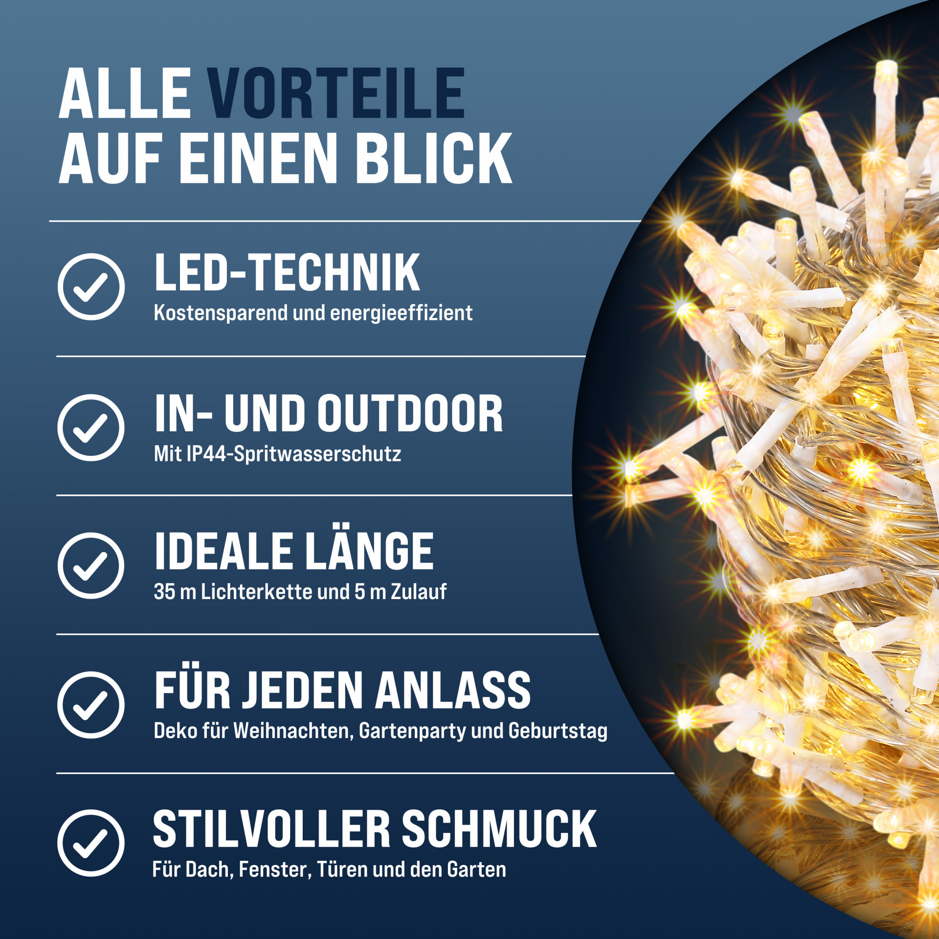 Lichterkette Weihnachten Warmweiß 40m transparent Fernbedienung