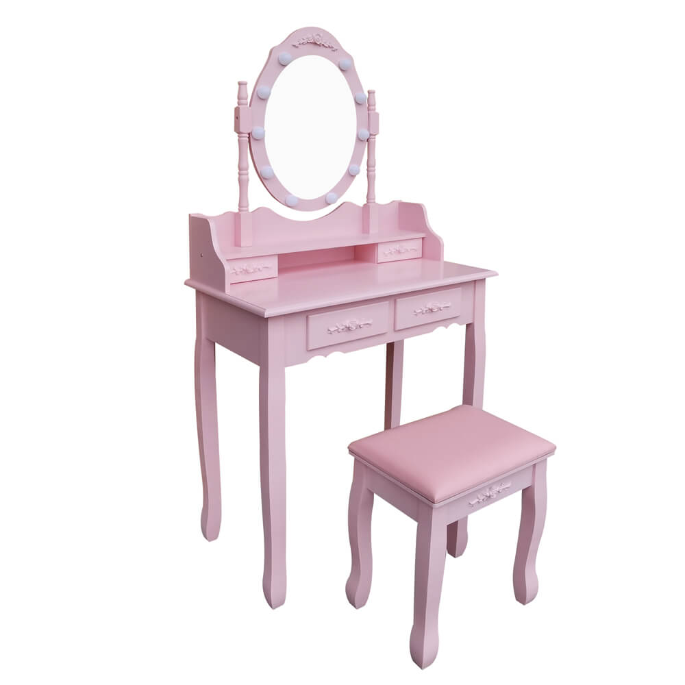 Schminktisch mit Spiegel und LED-Beleuchtung ROSY Rosa