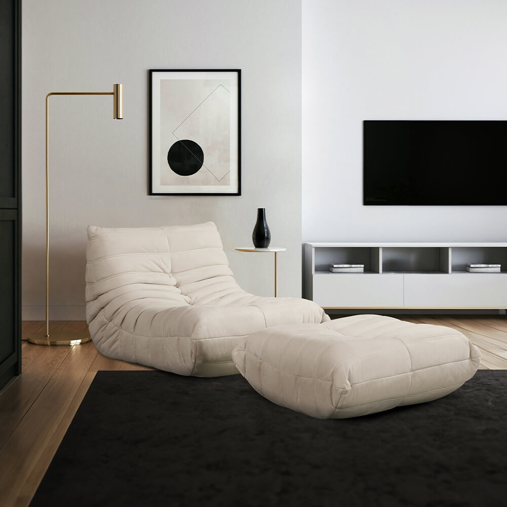 Relaxsessel mit Hocker CHILL - Beige