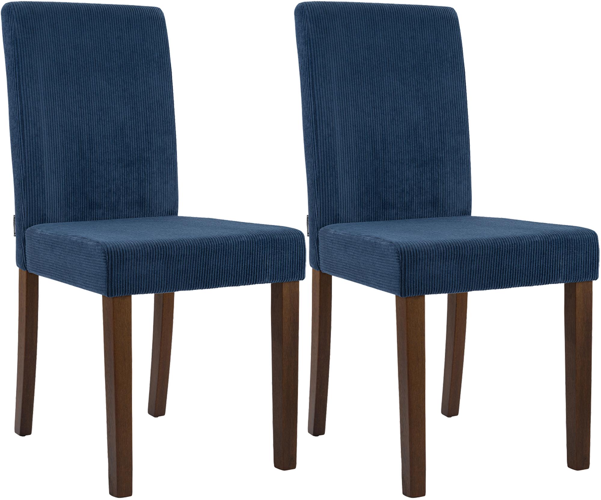 2er Set Esszimmerstuhl Ina Cord antik dunkel, blau