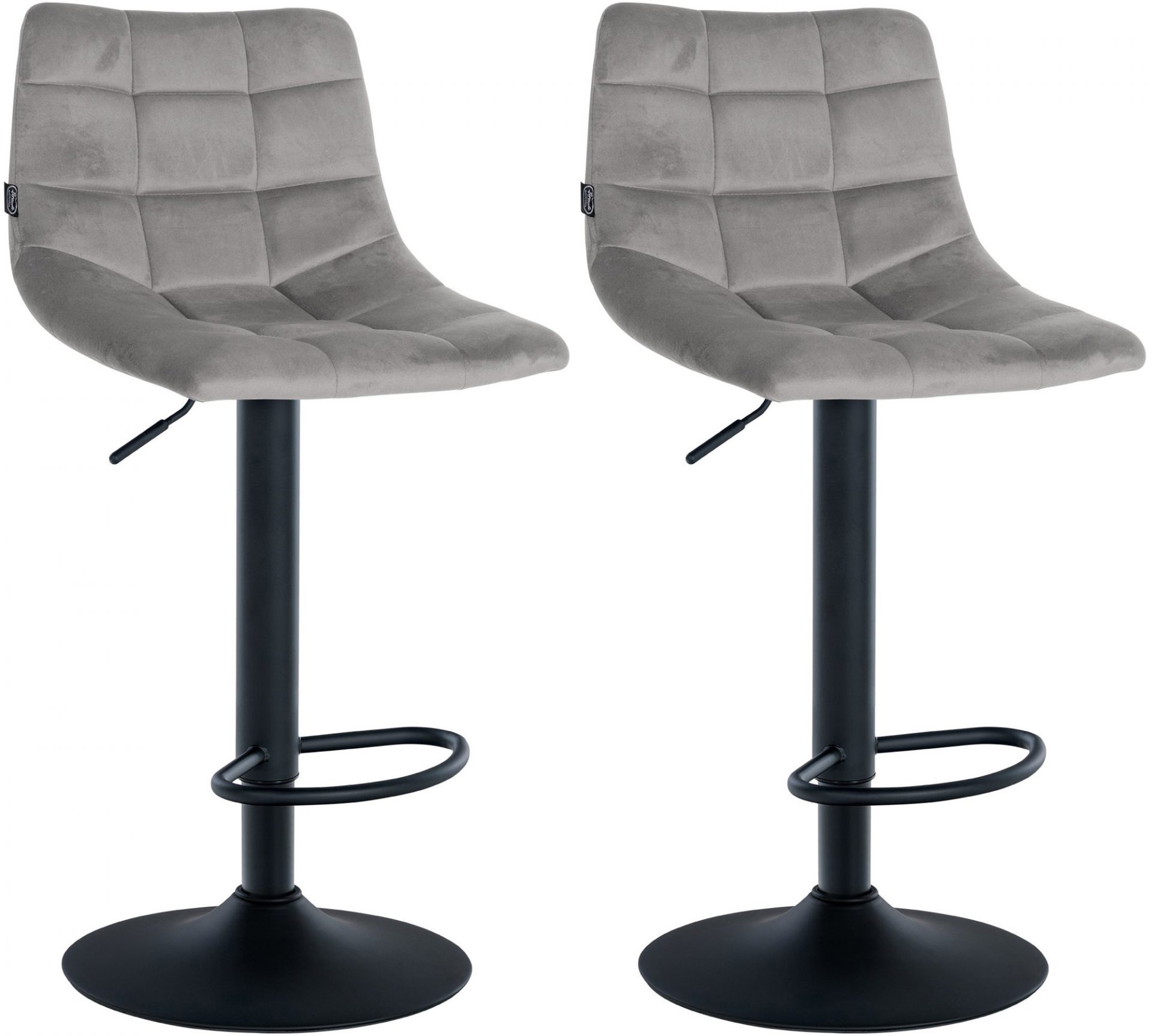 2er Set Barhocker Jerry Samt schwarz, grau