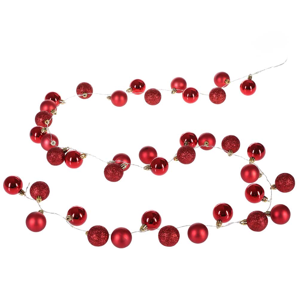 Lichterkette Weihnachten LED Rot 2m Kugeln