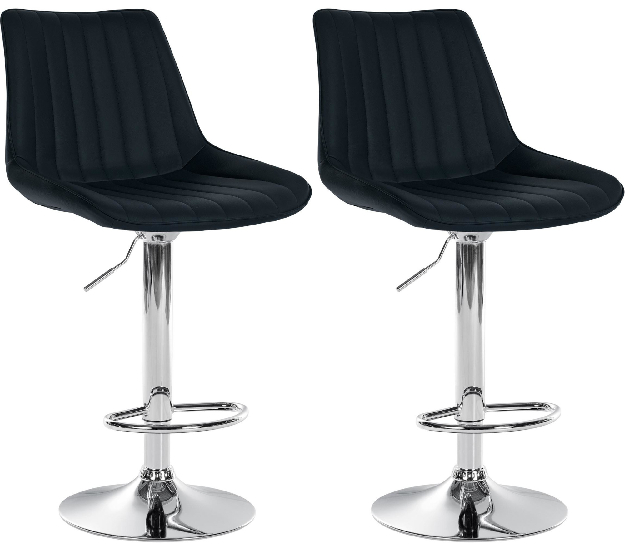 2er Set Barhocker Toni Kunstleder chrom, schwarz