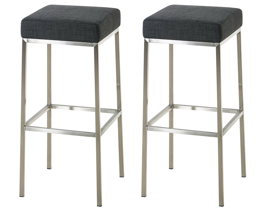 2er Set Barhocker Montreal 80 Stoff edelstahl, dunkelgrau