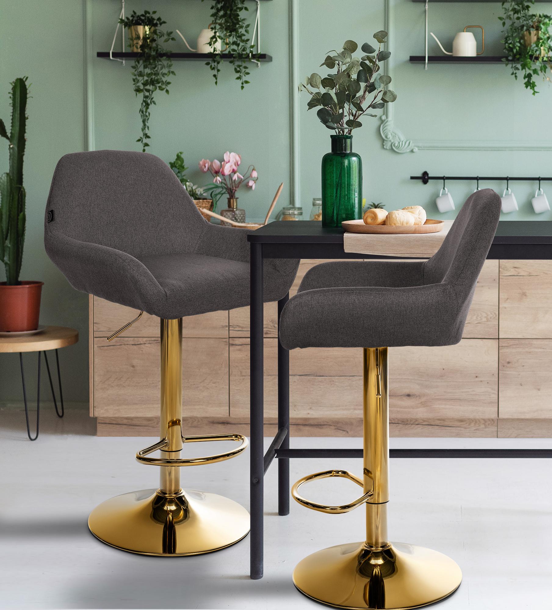 Barhocker Braga Gold Stoff, dunkelgrau