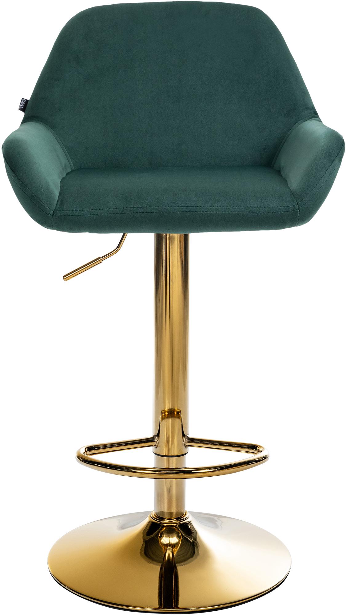 2er Set Barhocker Braga Gold Samt, dunkelgrün