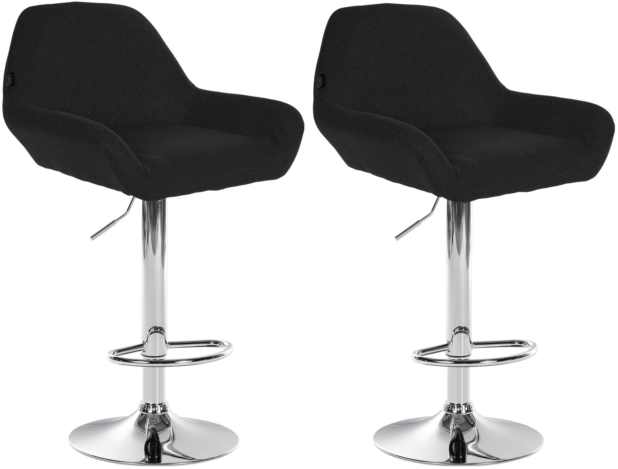 2er Set Barhocker Braga Stoff chrom, schwarz