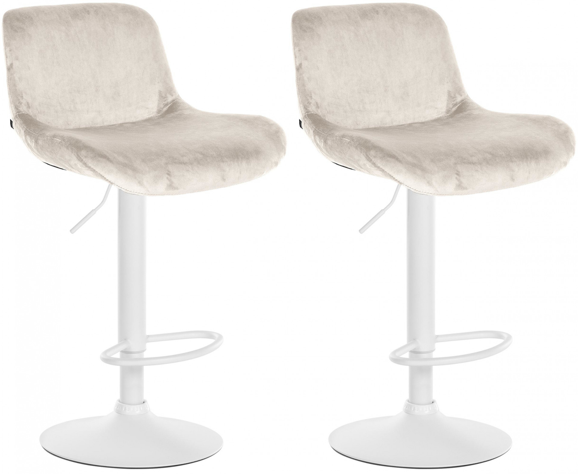 2er Set Barhocker Solon Weiß Samt, creme