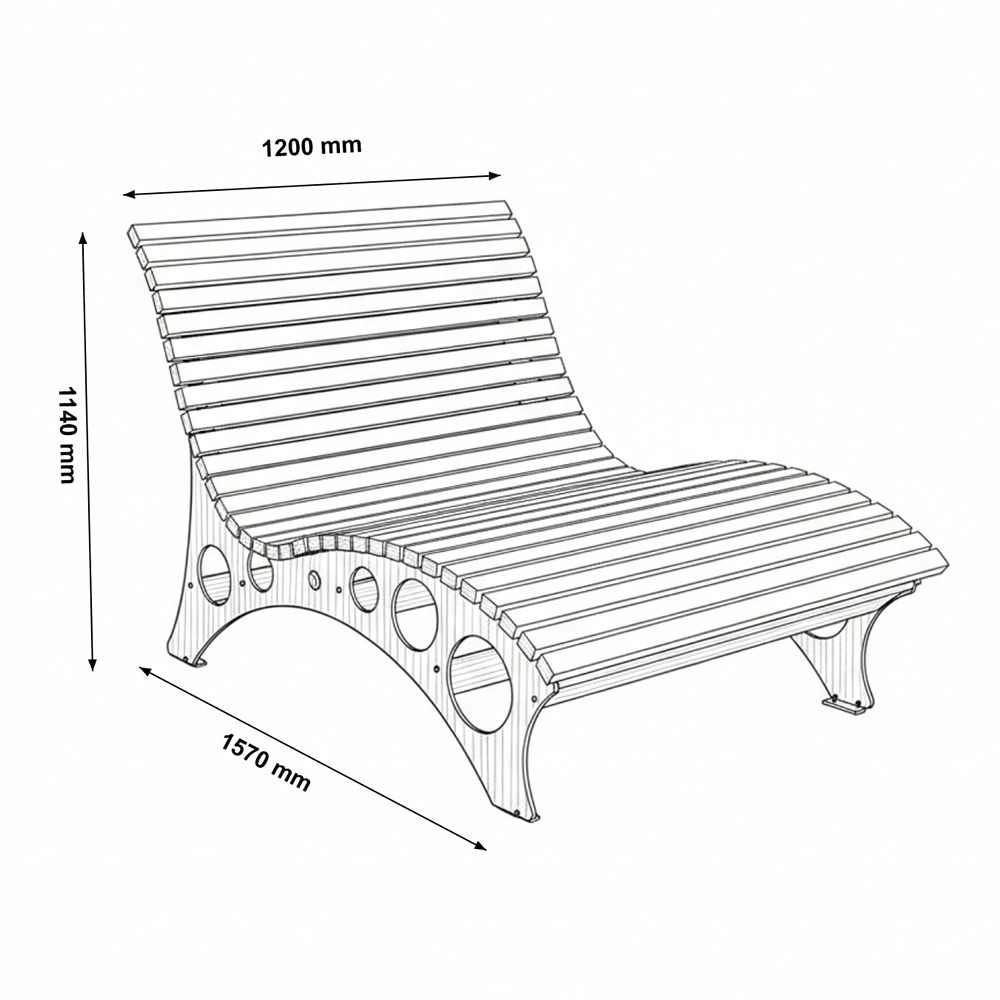 Wellenholzliege / Waldsofa TAIGA - 120 cm