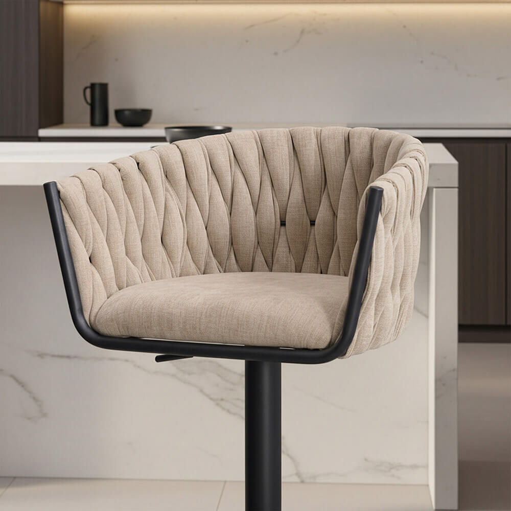 Barhocker höhenverstellbar gewebt SAMIR - 2er Set Beige
