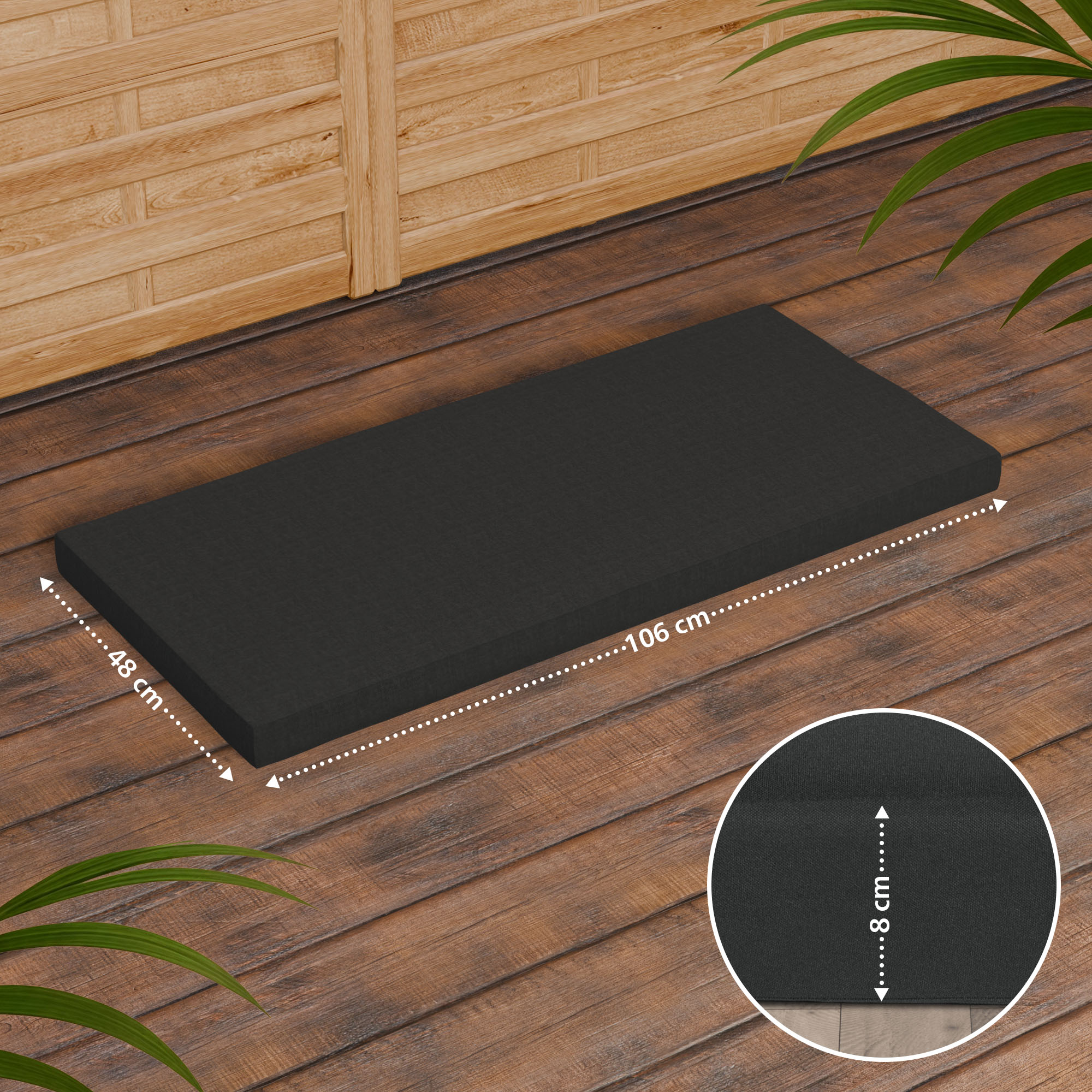 Teakbank Daxon mit Sitzkissen 120 cm, dunkelgrau