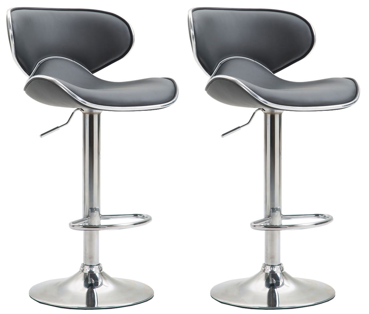 2er Set Barhocker Las Vegas V2 Kunstleder chrom, grau
