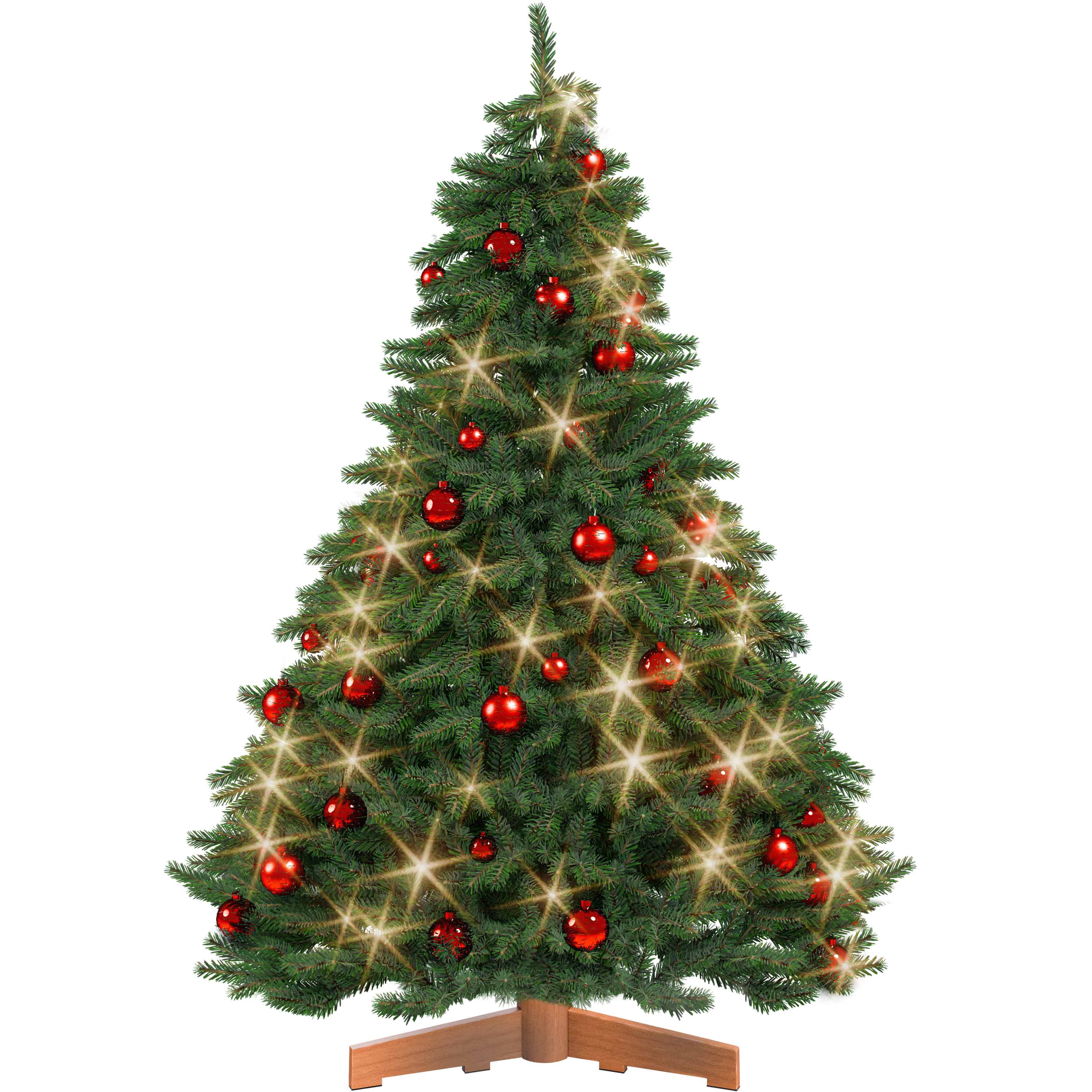 Künstlicher Weihnachtsbaum Premium 180cm + Kugeln Rot + Lichterkette warmweiß