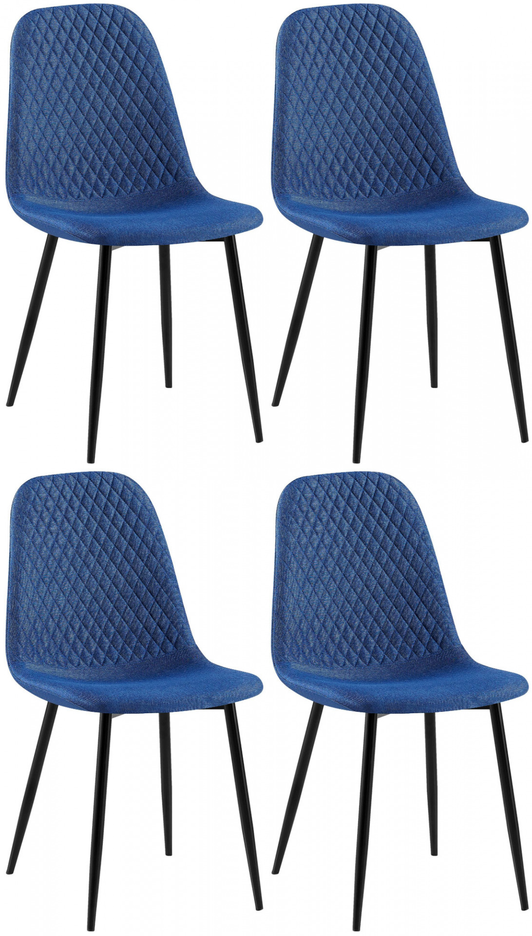 4er Set Stühle Giverny Stoff, blau