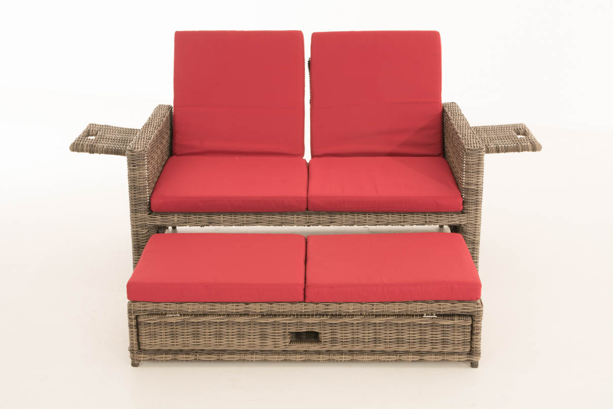 Sofa Ancona Rubinrot 5mm, grau-meliert