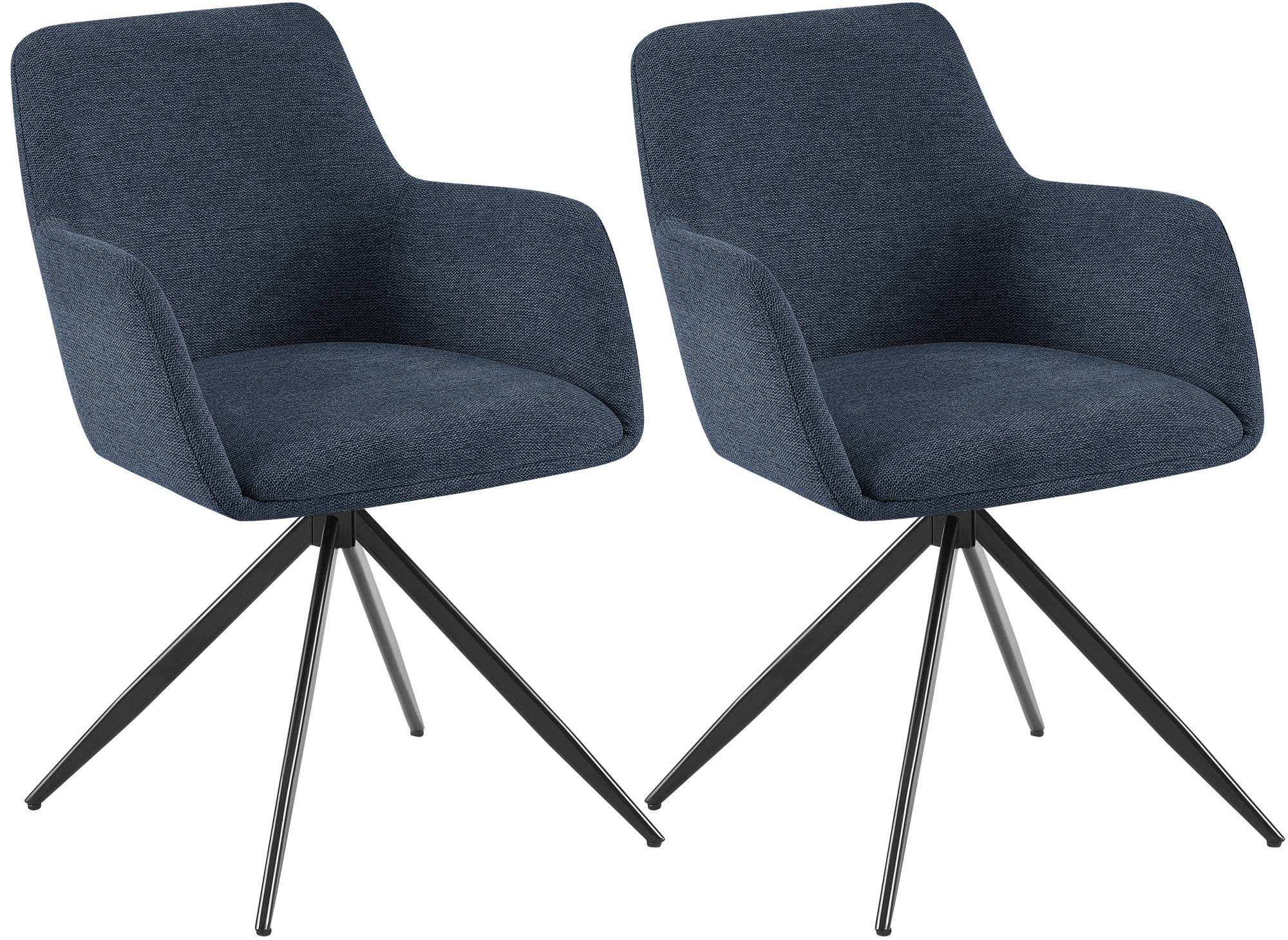 2er Set Esszimmerstuhl Olema Stoff, blau