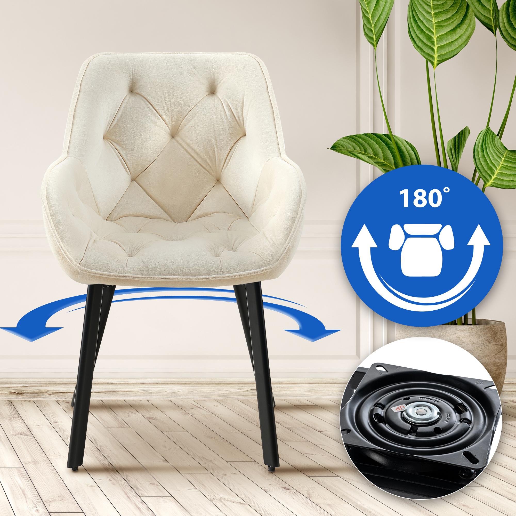 2er Set Esszimmerstuhl Antigo Samt, creme