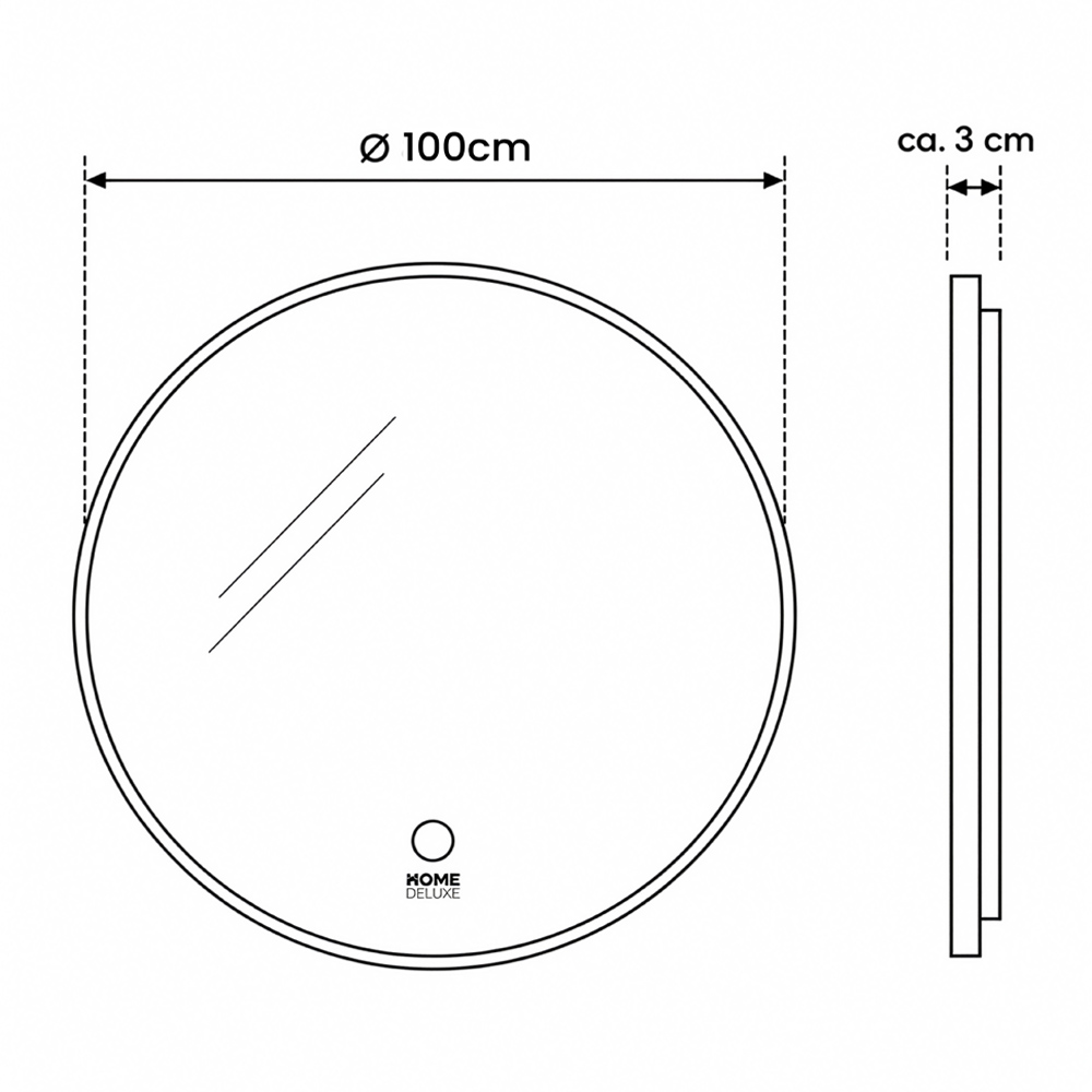 LED-Spiegel Rund DUBI - 100 cm