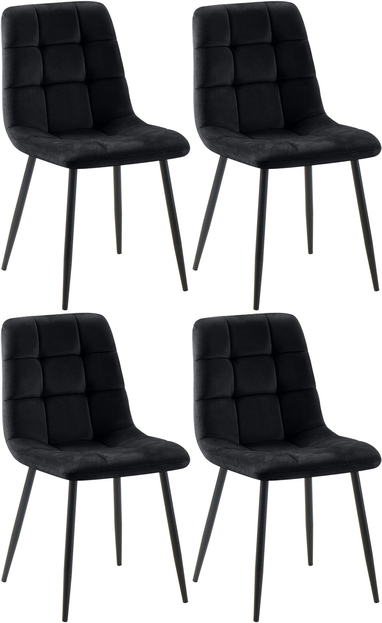 4er Set Esszimmerstuhl Tilde Samt, schwarz