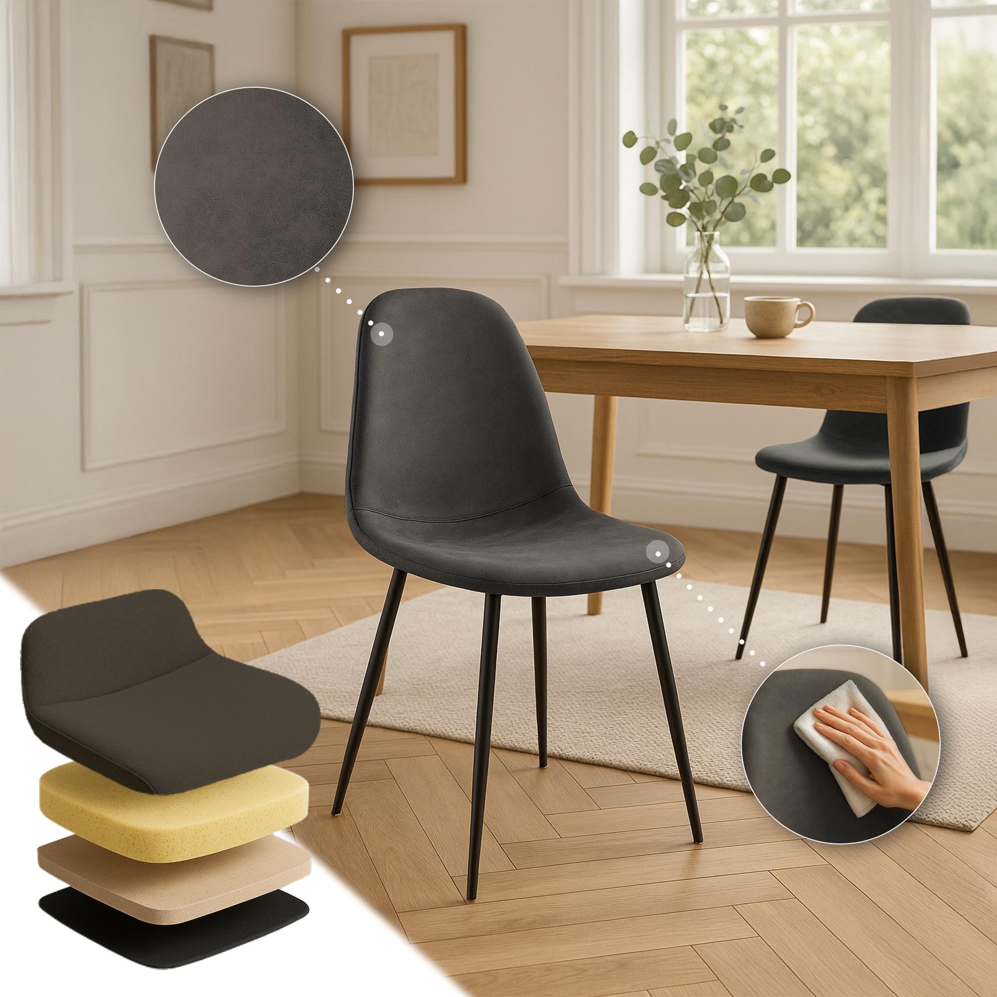 4er Set Esszimmerstühle Napier Kunstleder, schwarz