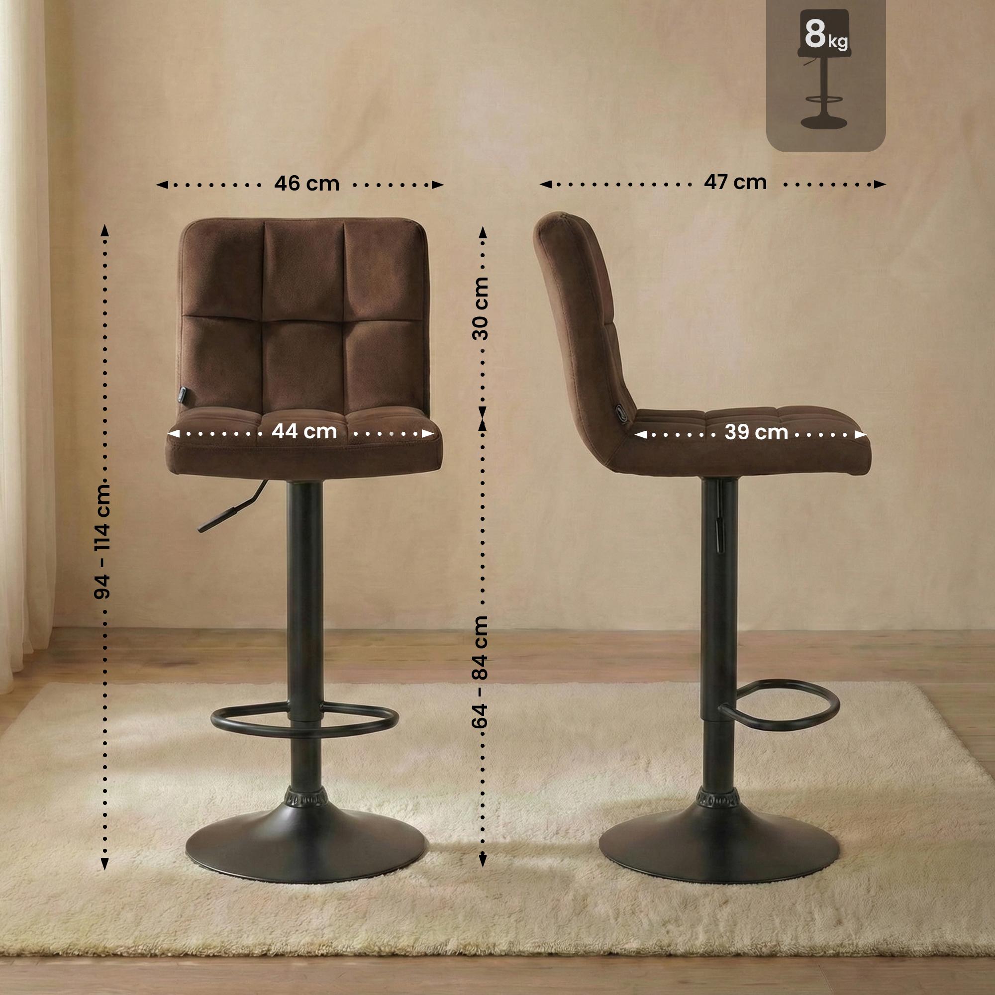 2er Set Barhocker Peru Samt schwarz, braun
