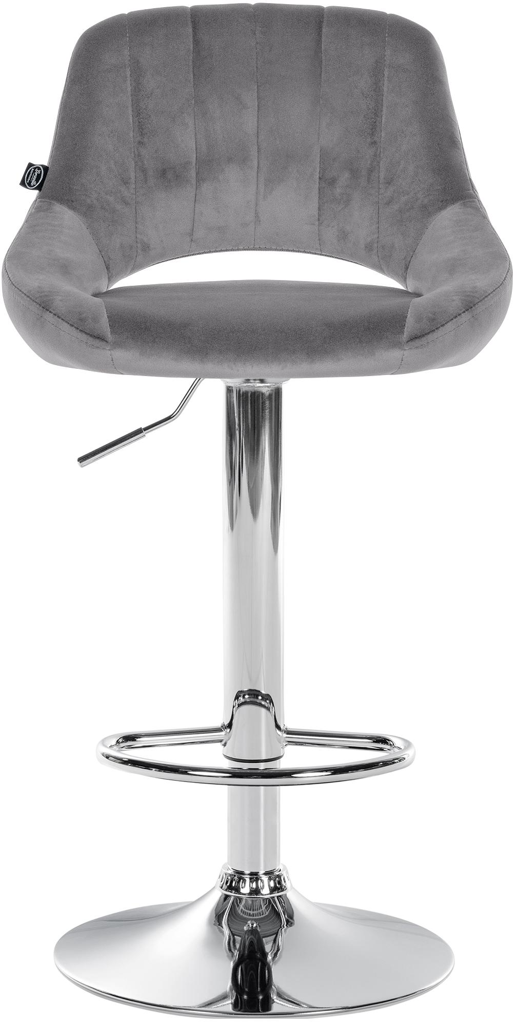 Barhocker Milet Samt chrom, dunkelgrau