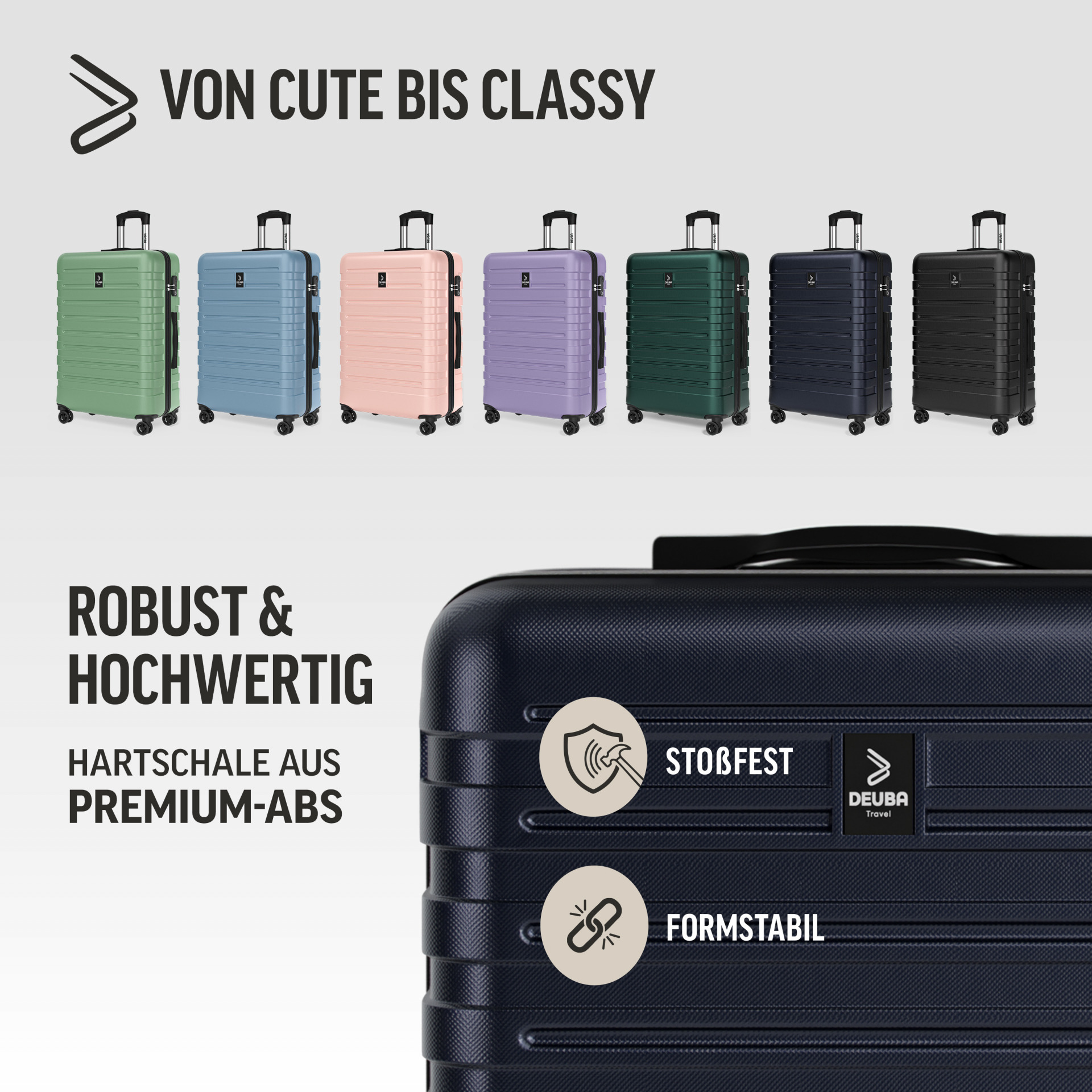Hartschalenkoffer New York Set 3-tlg Dunkelblau Rollen 360º ABS