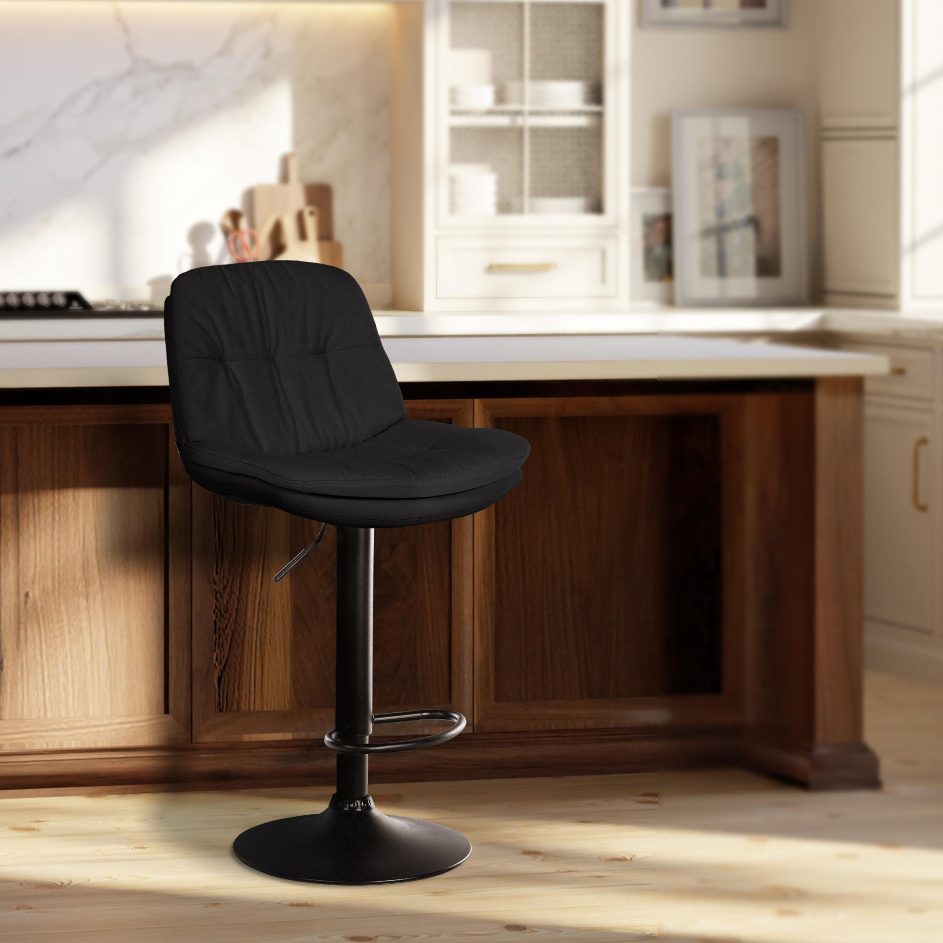Barhocker Laurel Stoff schwarz, schwarz