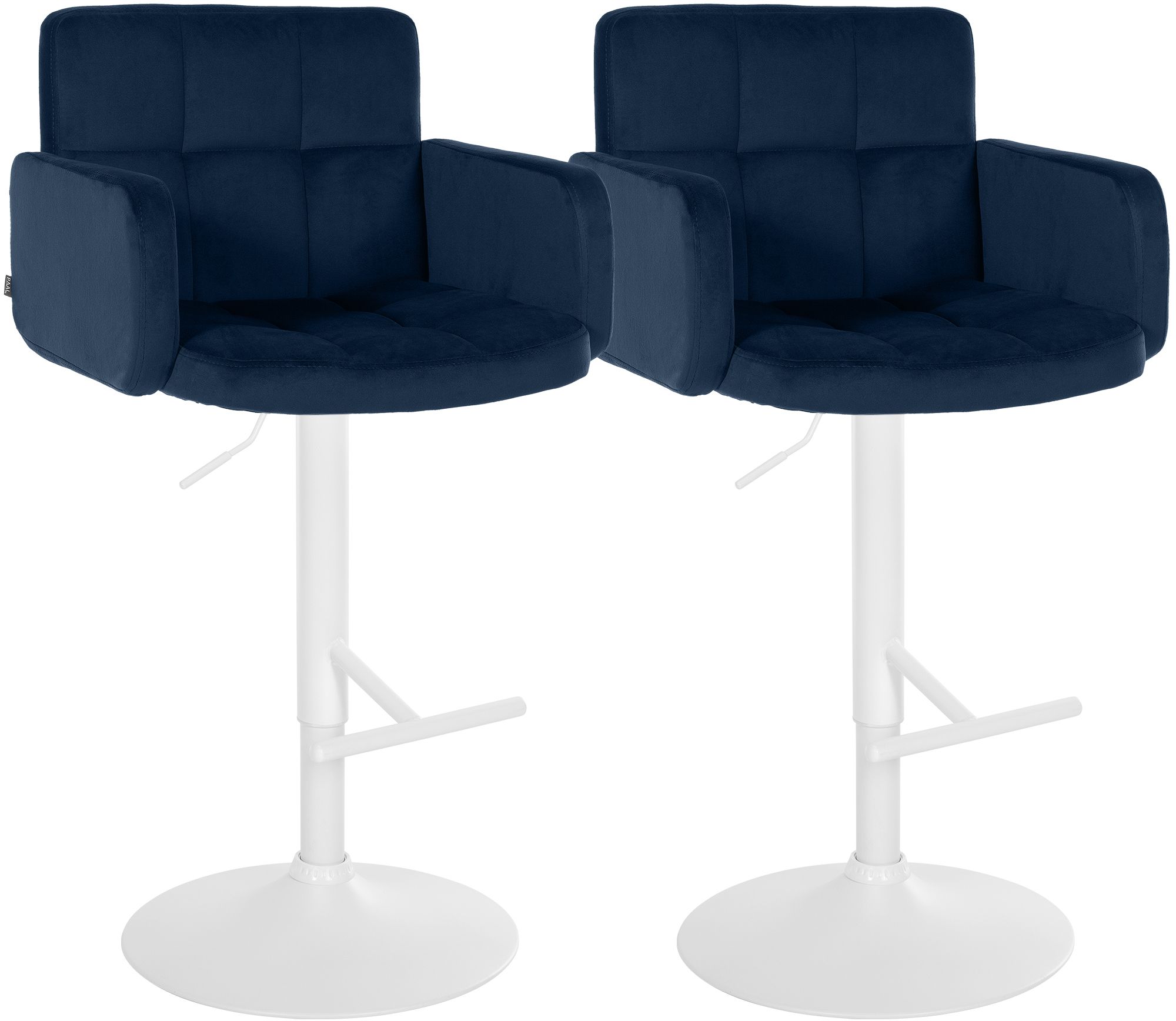 2er Set Barhocker Los Angeles Samt weiß, blau