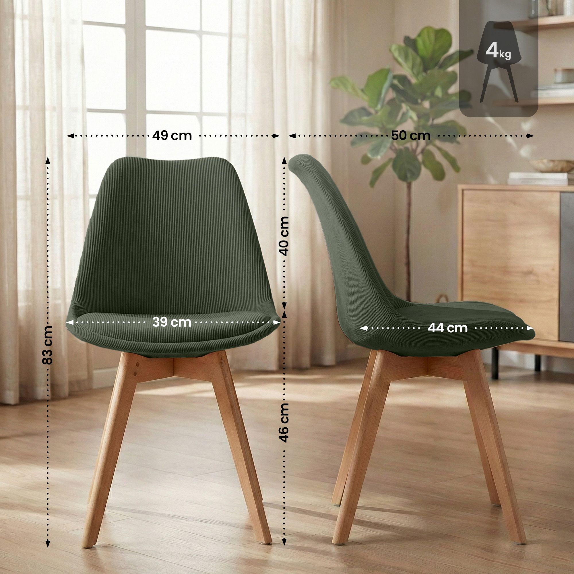 Stuhl Linares Cord, grün