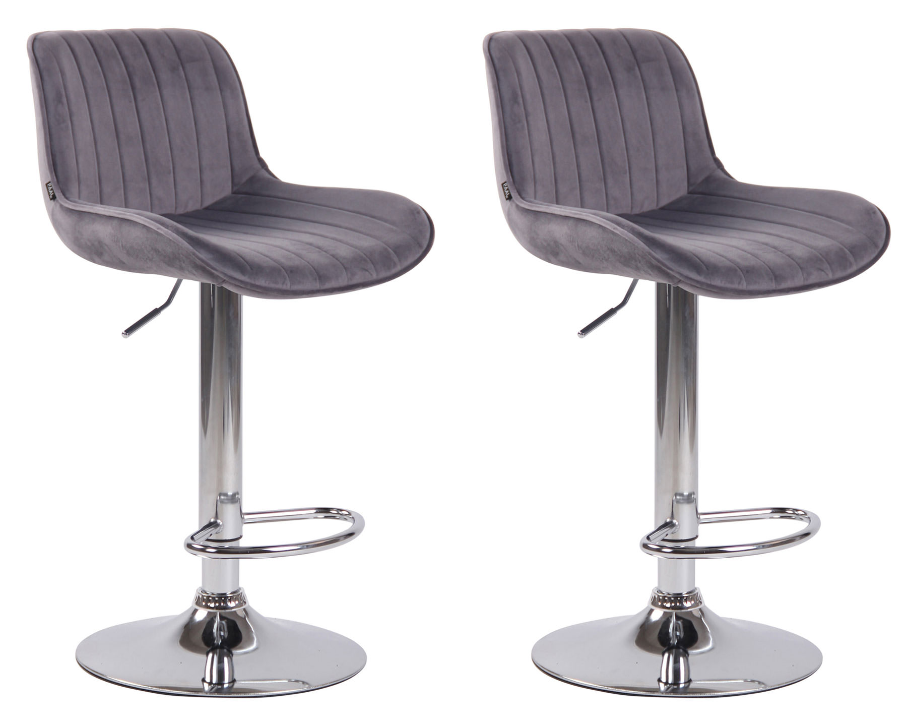 2er Set Barhocker Lentini Samt chrom, dunkelgrau