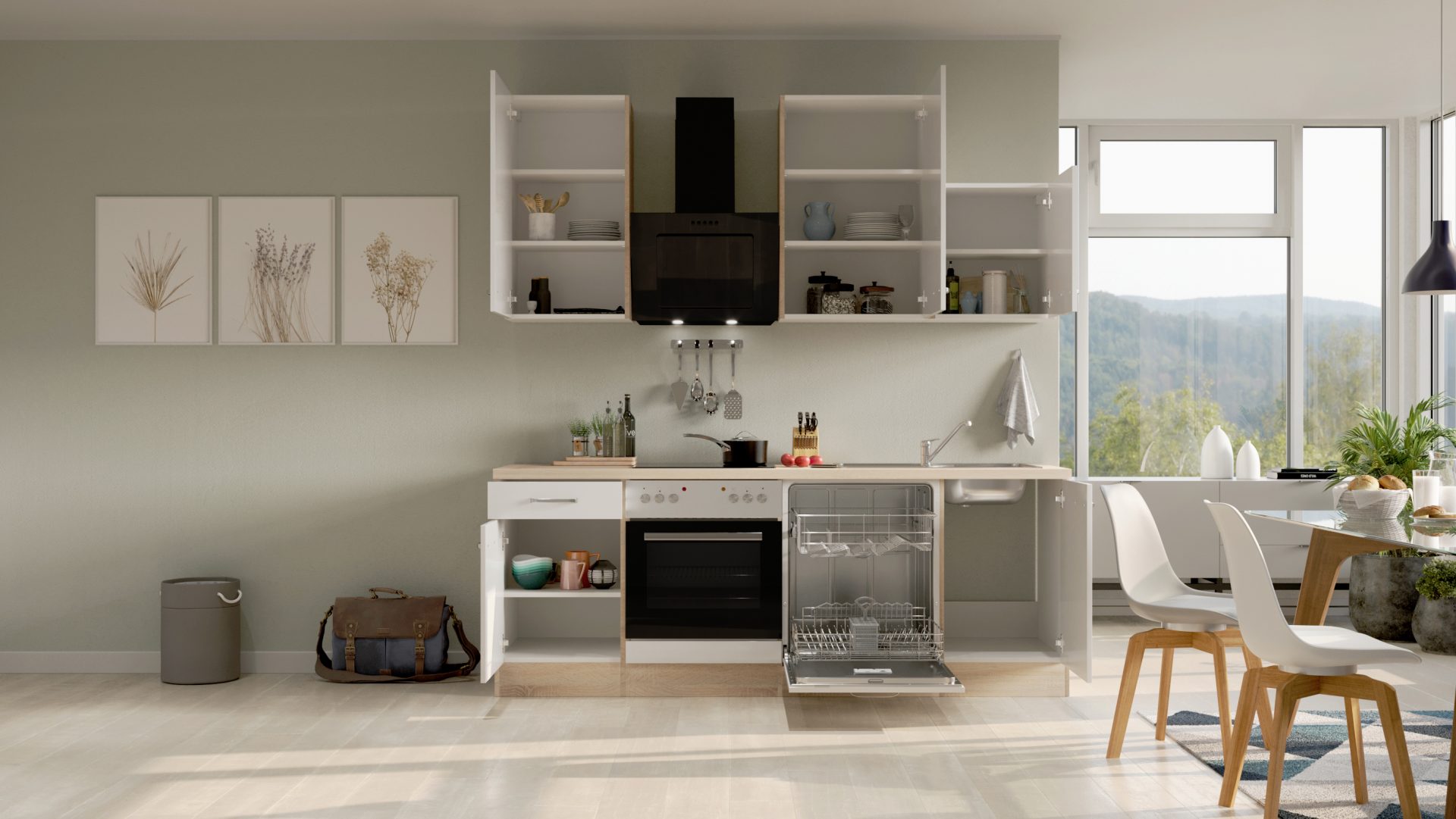 Küchenzeile Valero 220 cm mit E-Geräten