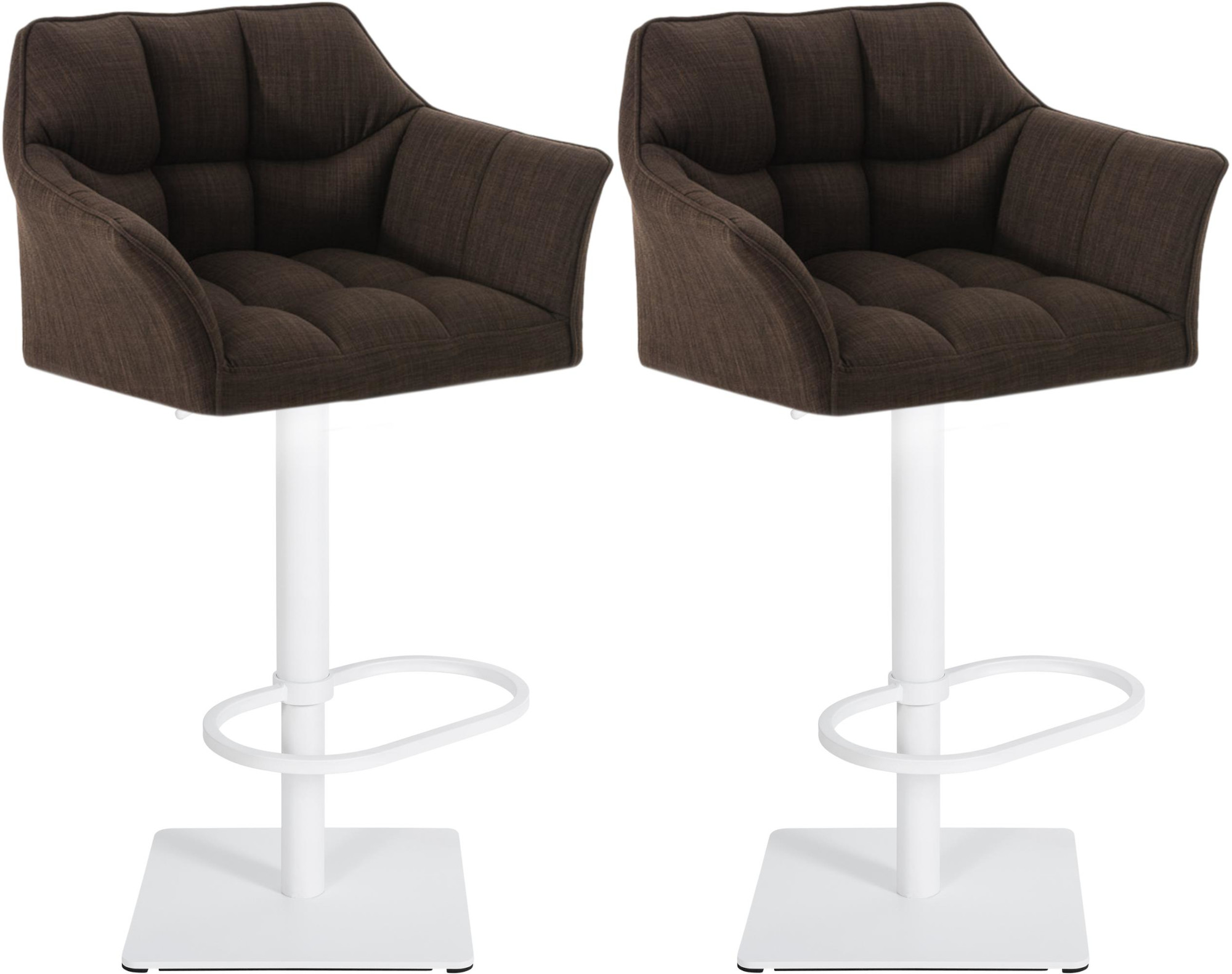 2er Set Barhocker Damaso Stoff weiß, braun