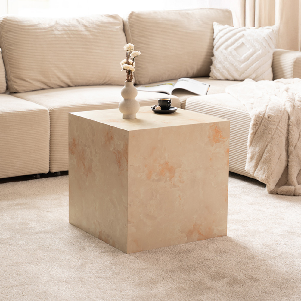 Couchtisch Marmor AMIRI M - 50 x 50 cm Sandstein