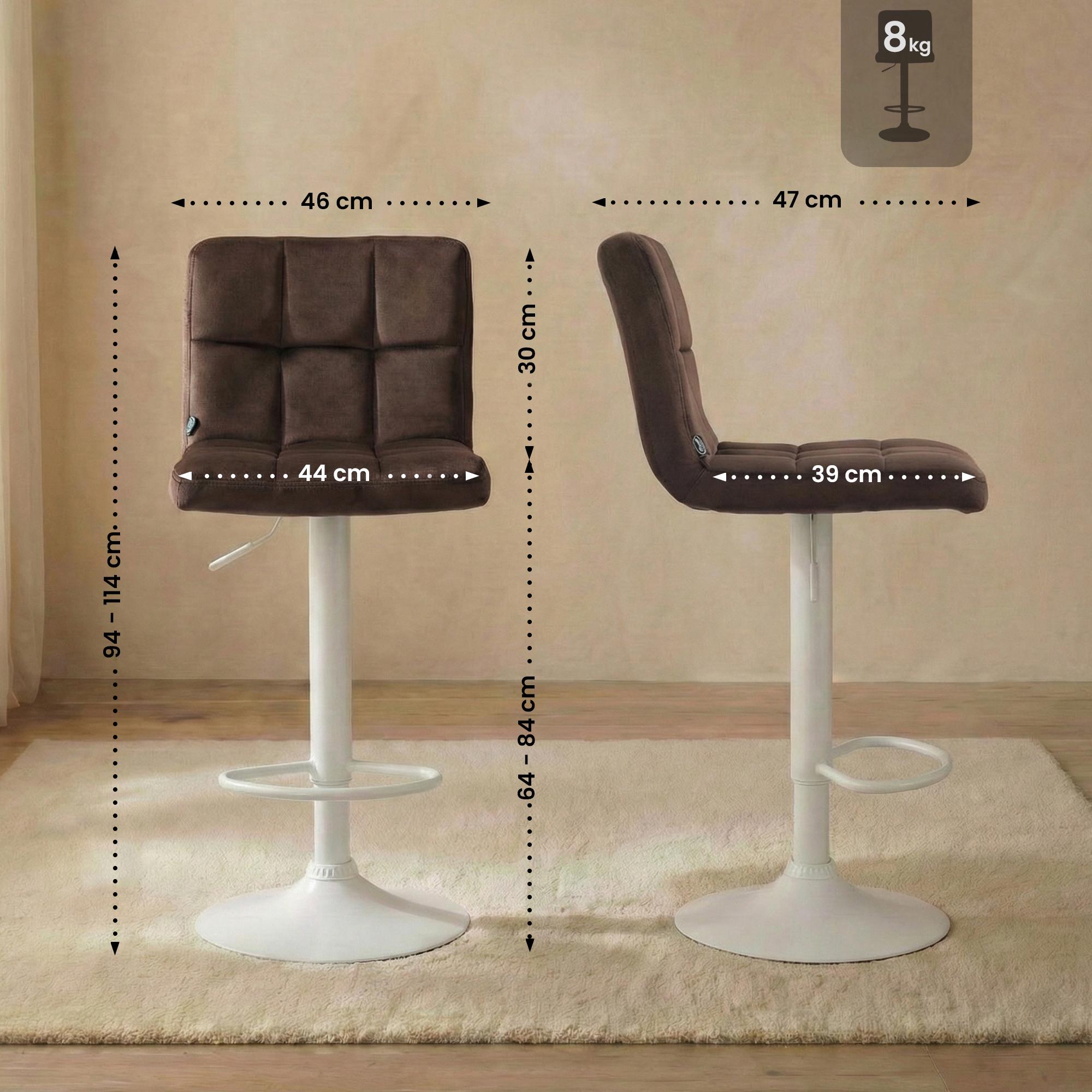 Barhocker Peru Samt weiß, braun